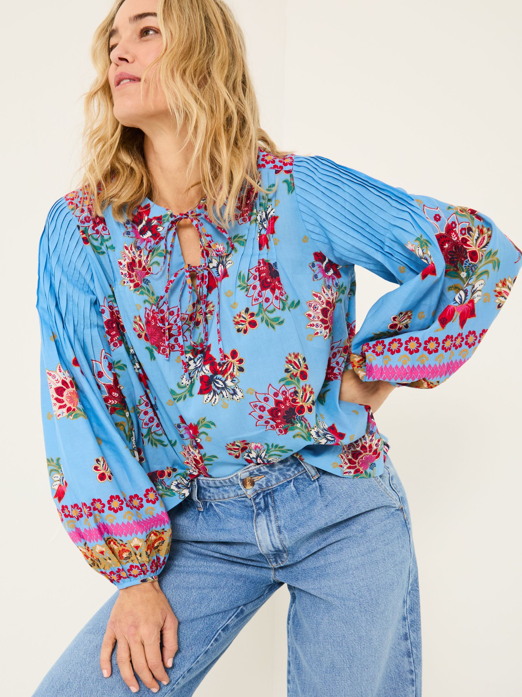 Bright Blue 100% Cotton Sandy Blouse - Image 6 of 8