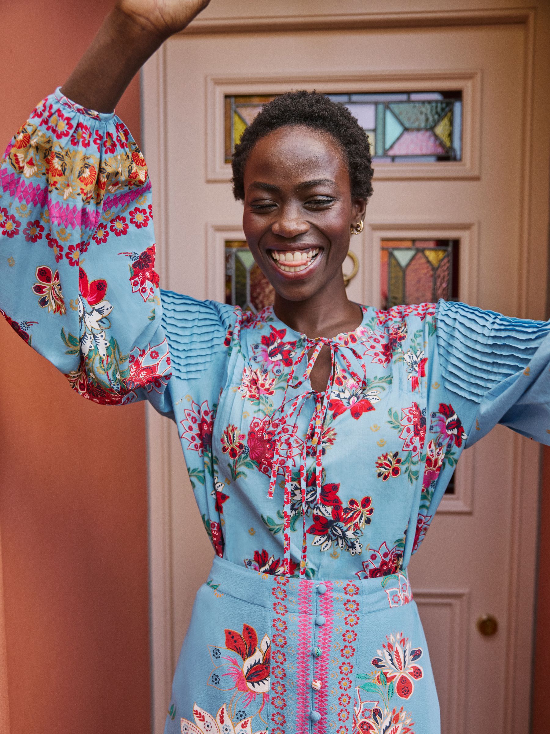 Bright Blue 100% Cotton Sandy Blouse - Image 7 of 8