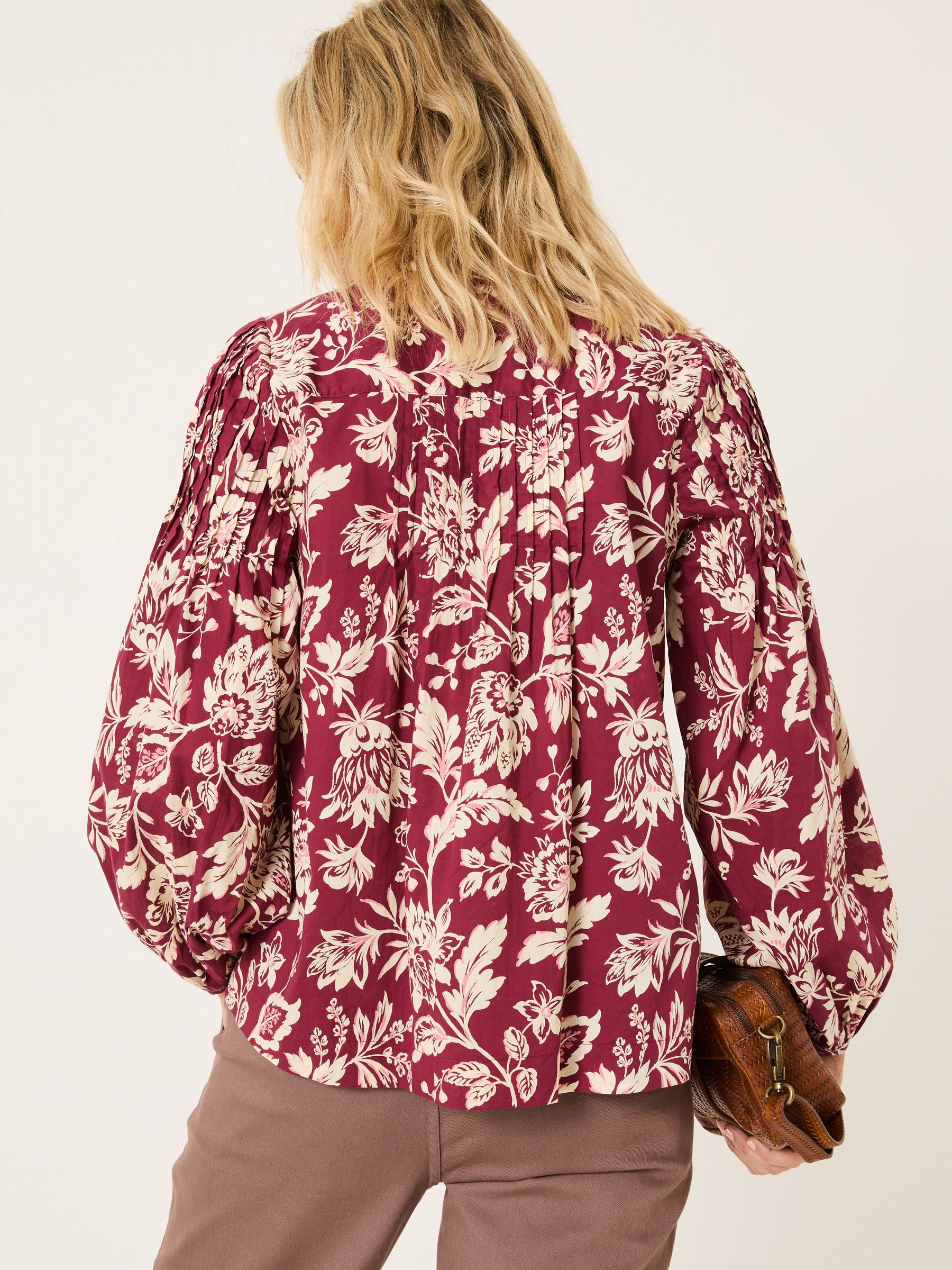 Burgundy Red 100% Cotton Sandy Blouse - Image 1 of 7