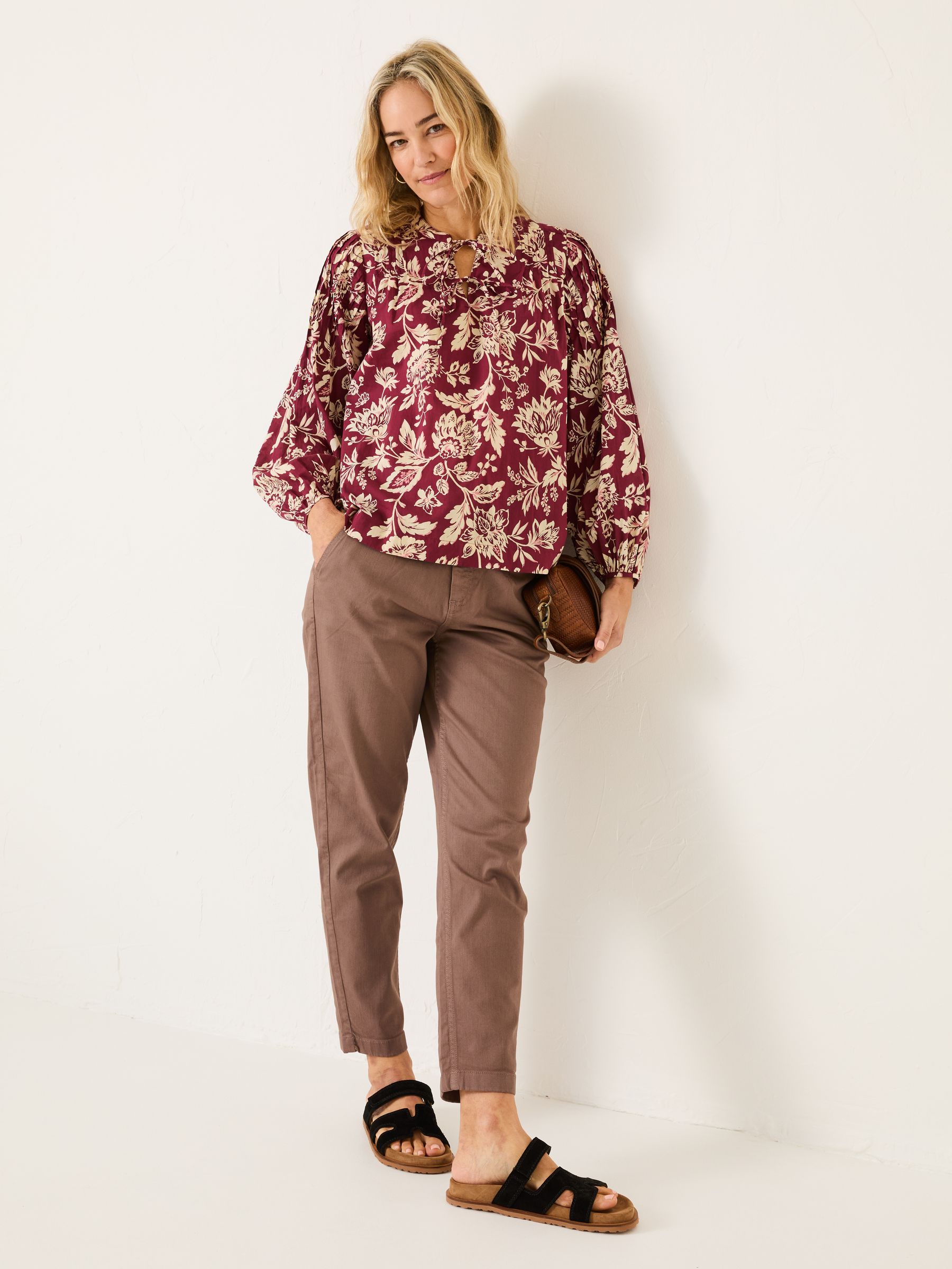 Burgundy Red 100% Cotton Sandy Blouse - Image 2 of 7