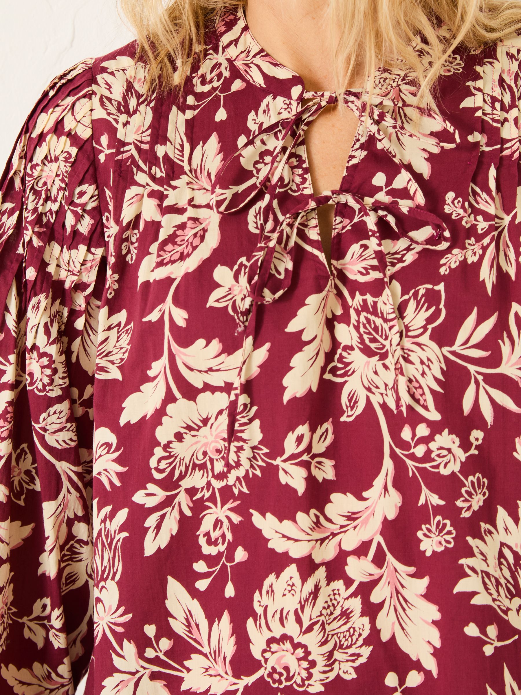 Burgundy Red 100% Cotton Sandy Blouse - Image 3 of 7