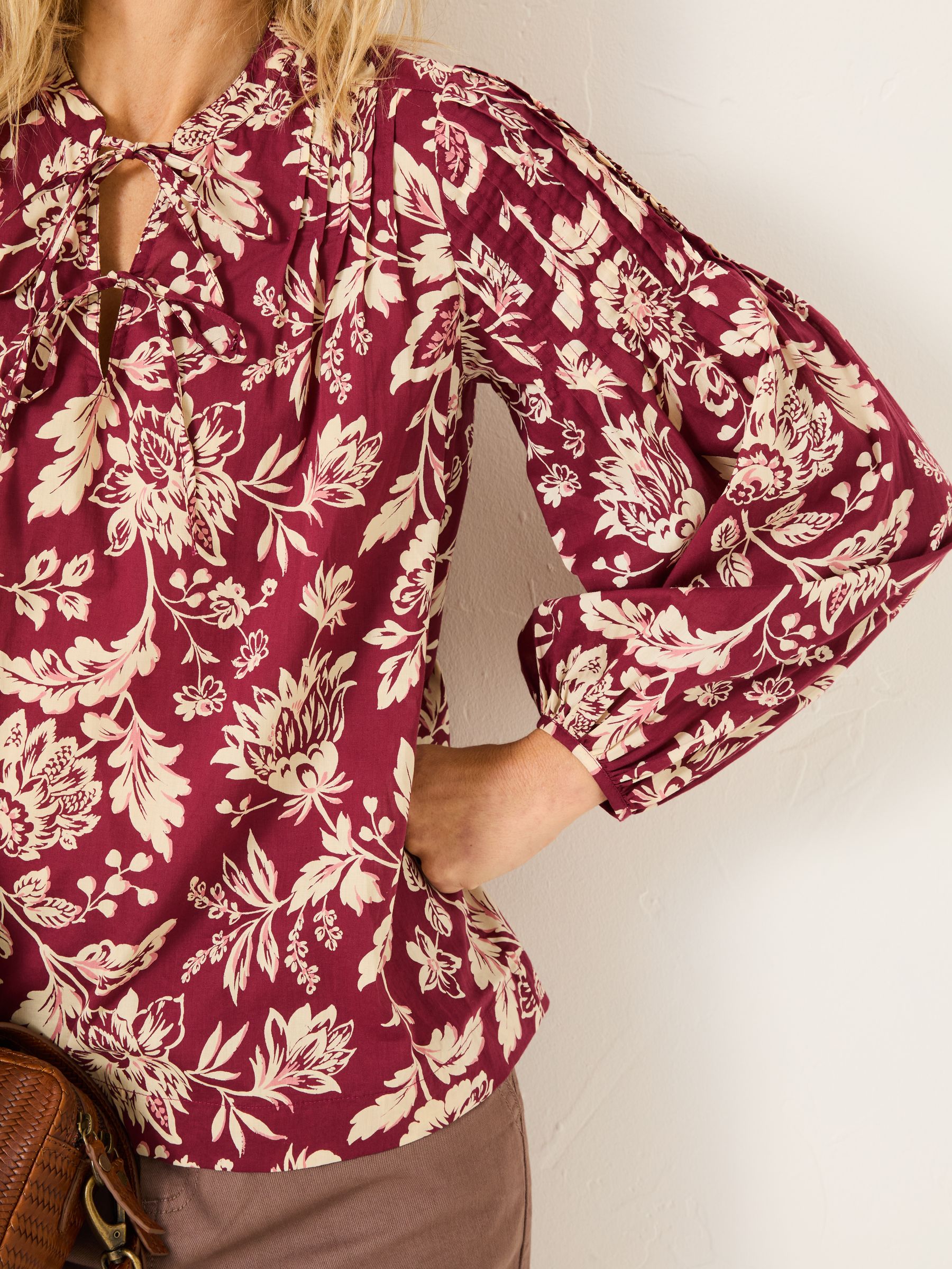 Burgundy Red 100% Cotton Sandy Blouse - Image 4 of 7