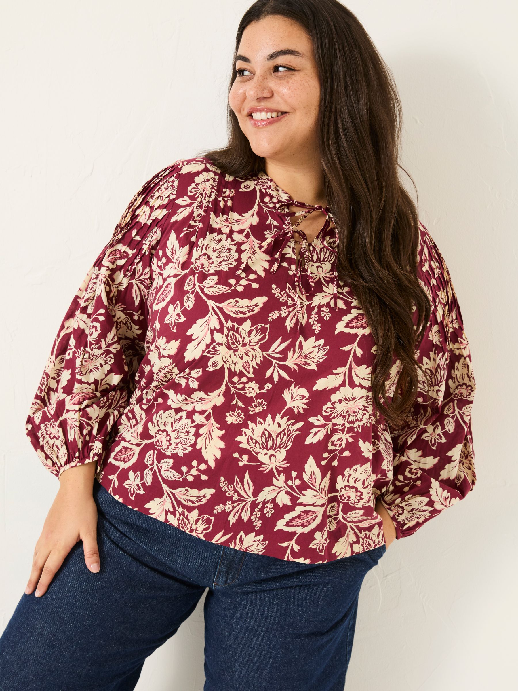 Burgundy Red 100% Cotton Sandy Blouse - Image 5 of 7