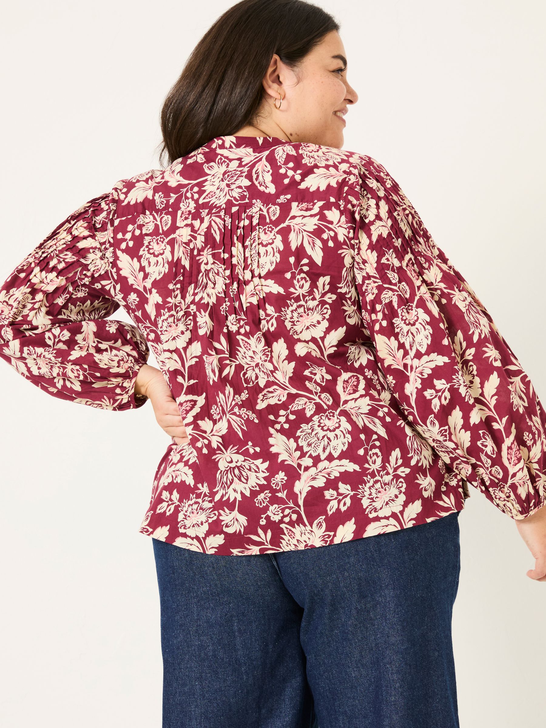Burgundy Red 100% Cotton Sandy Blouse - Image 6 of 7