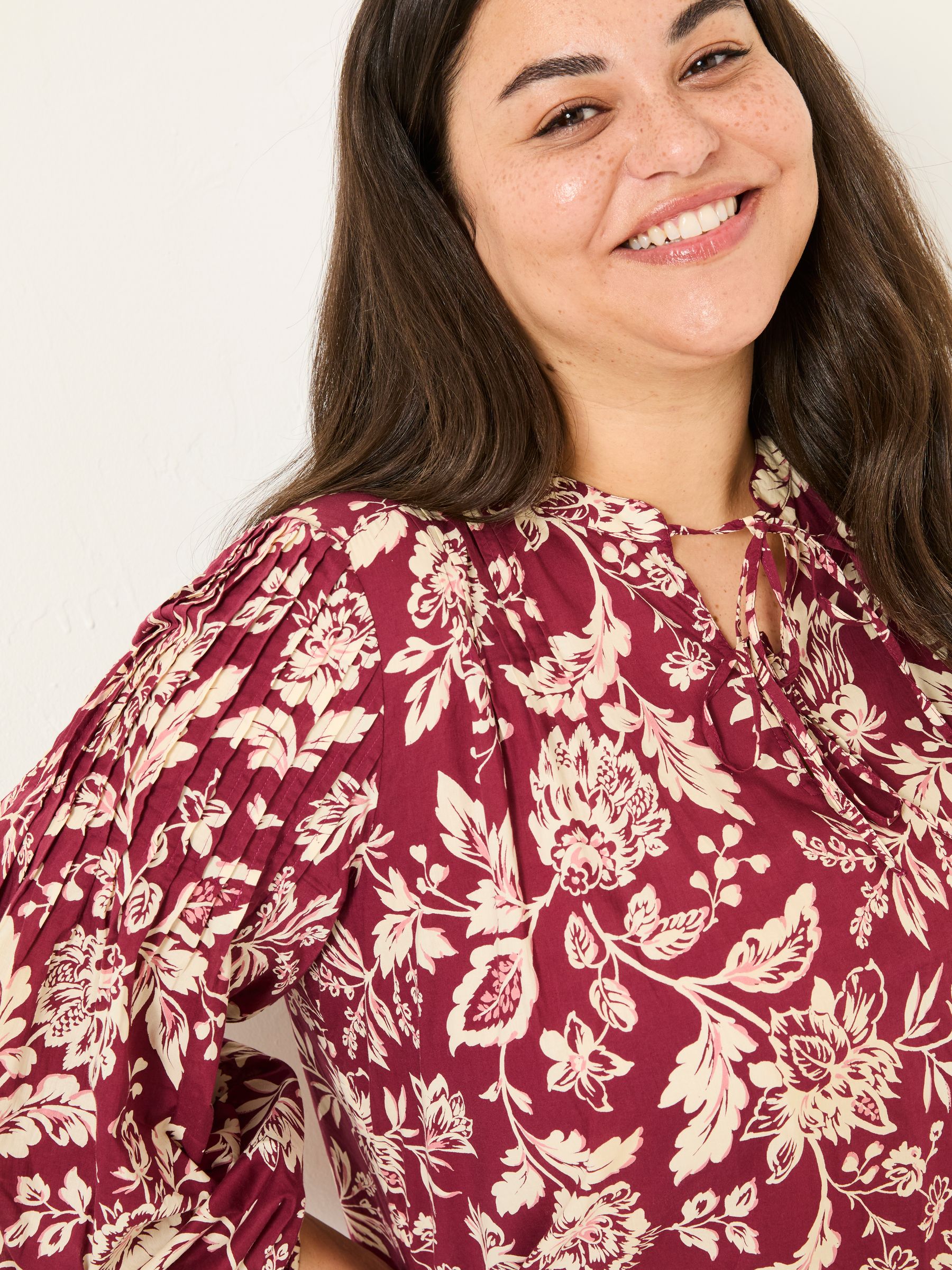 Burgundy Red 100% Cotton Sandy Blouse - Image 7 of 7