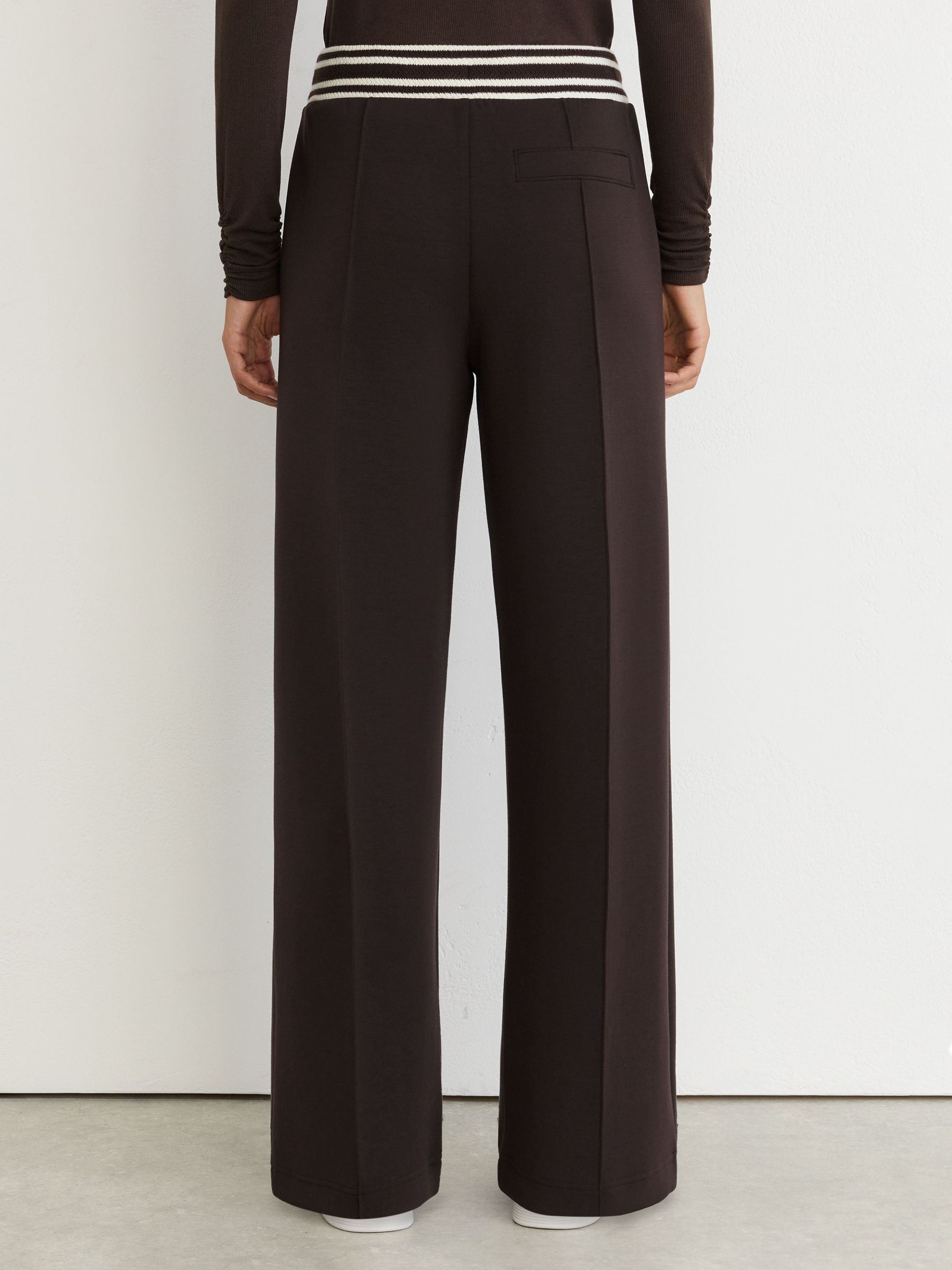 Premium Interlock Stribet-Waist Joggingbukser i Chokoladebrun - Billede 5 af 6