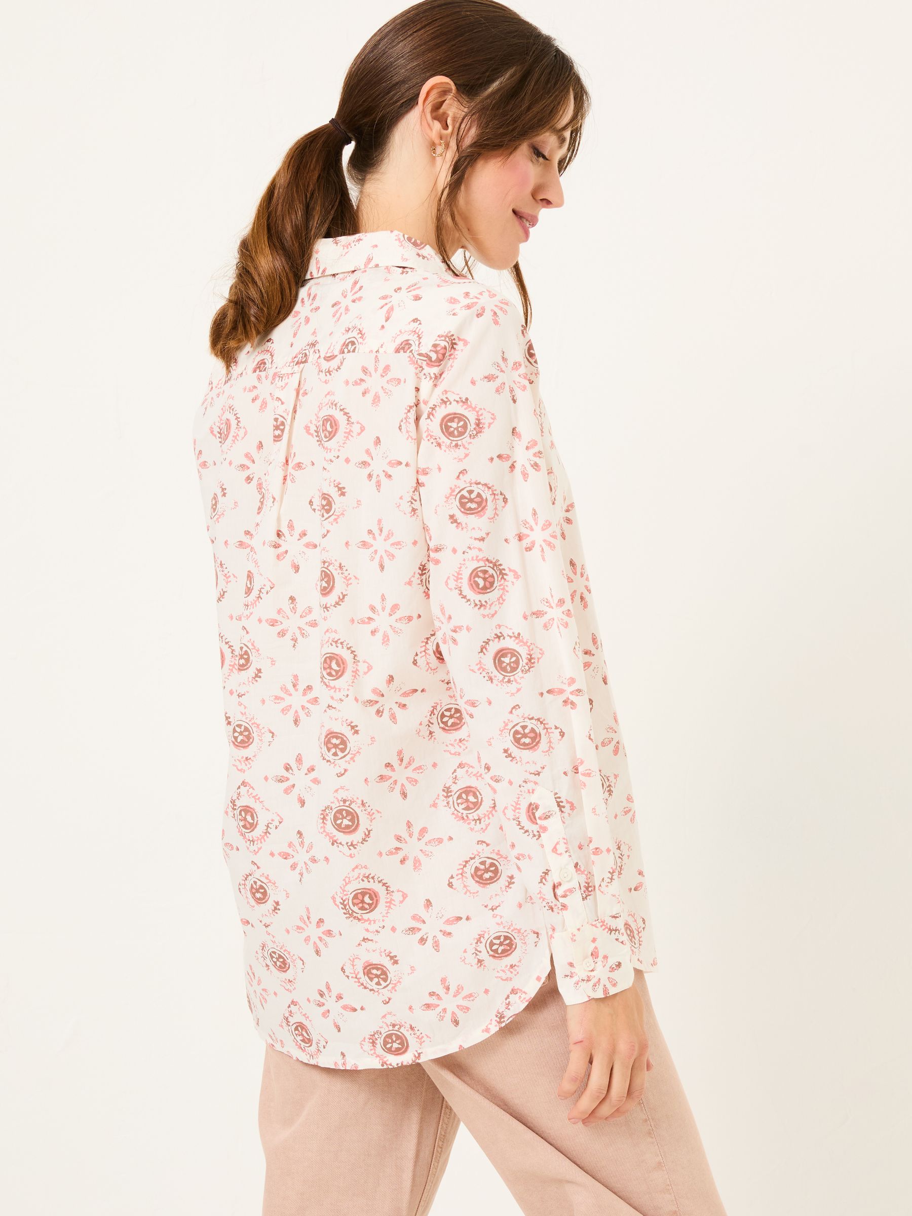 Olivia Ivory Printed 100% Cotton Long Sleeve Shirt - Image 2 of 9