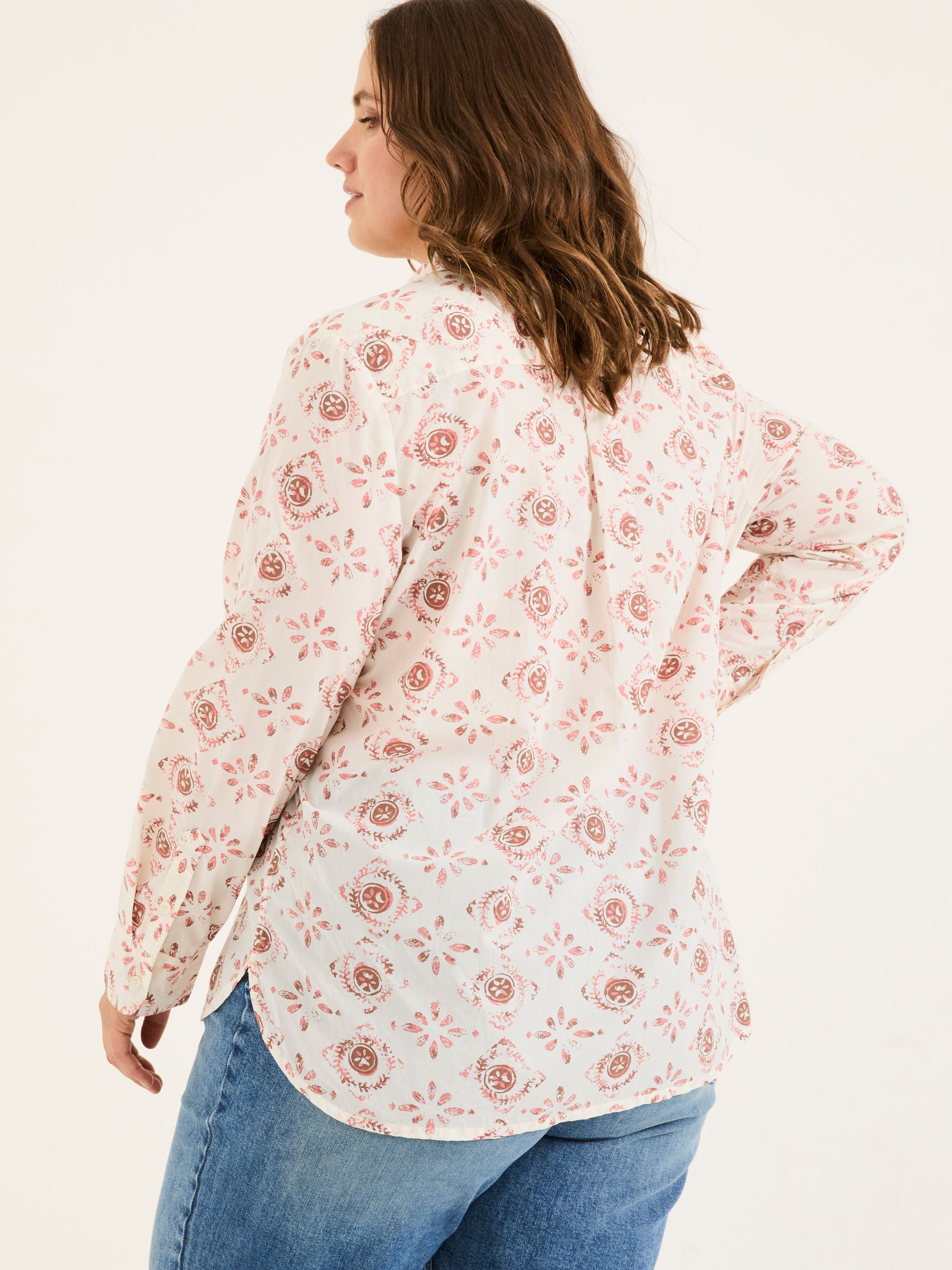 Olivia Ivory Printed 100% Cotton Long Sleeve Shirt - Image 7 of 9