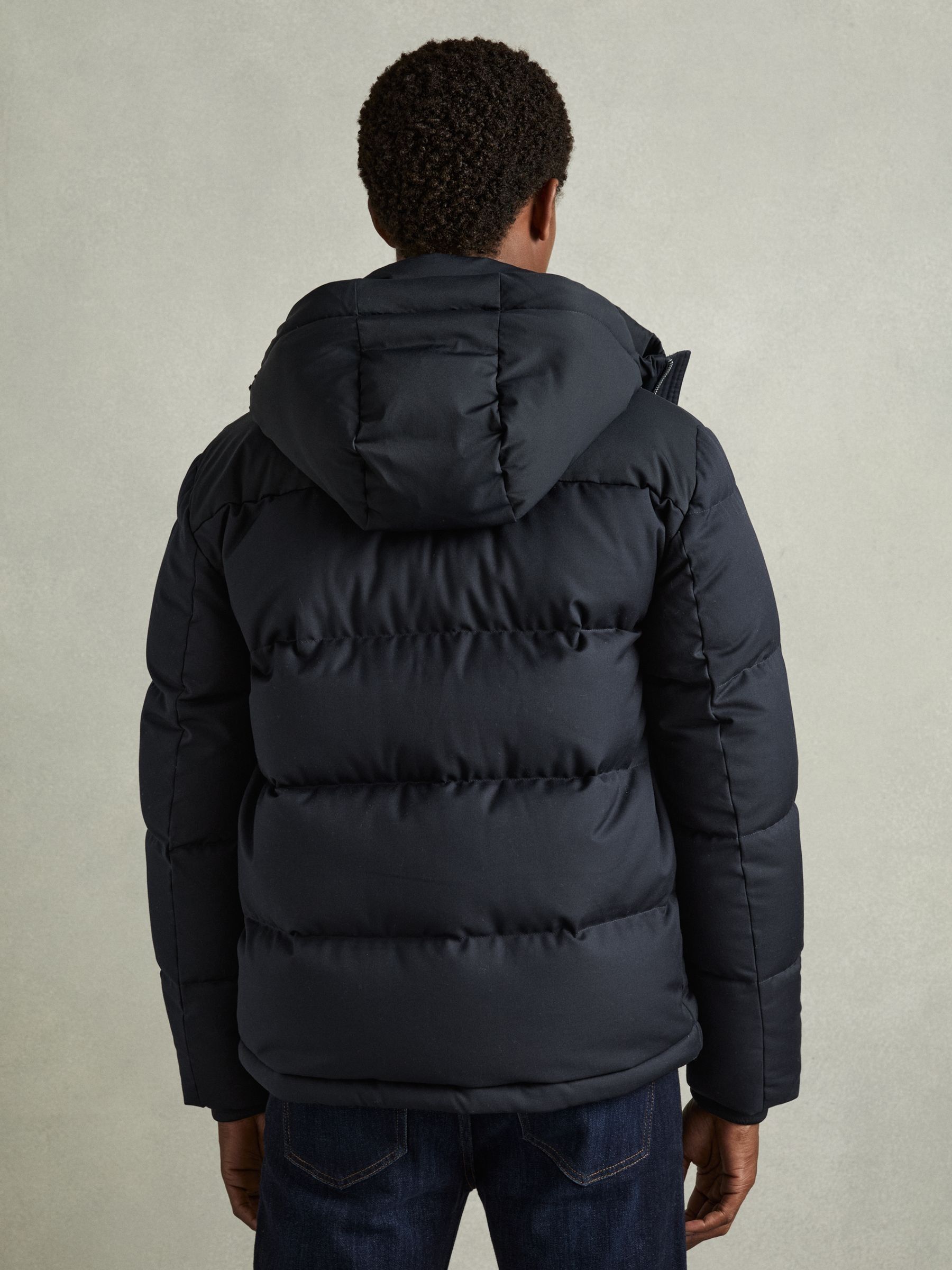Patch-Pocket Quilted Puffer Jacket in Navy - Image 6 of 7