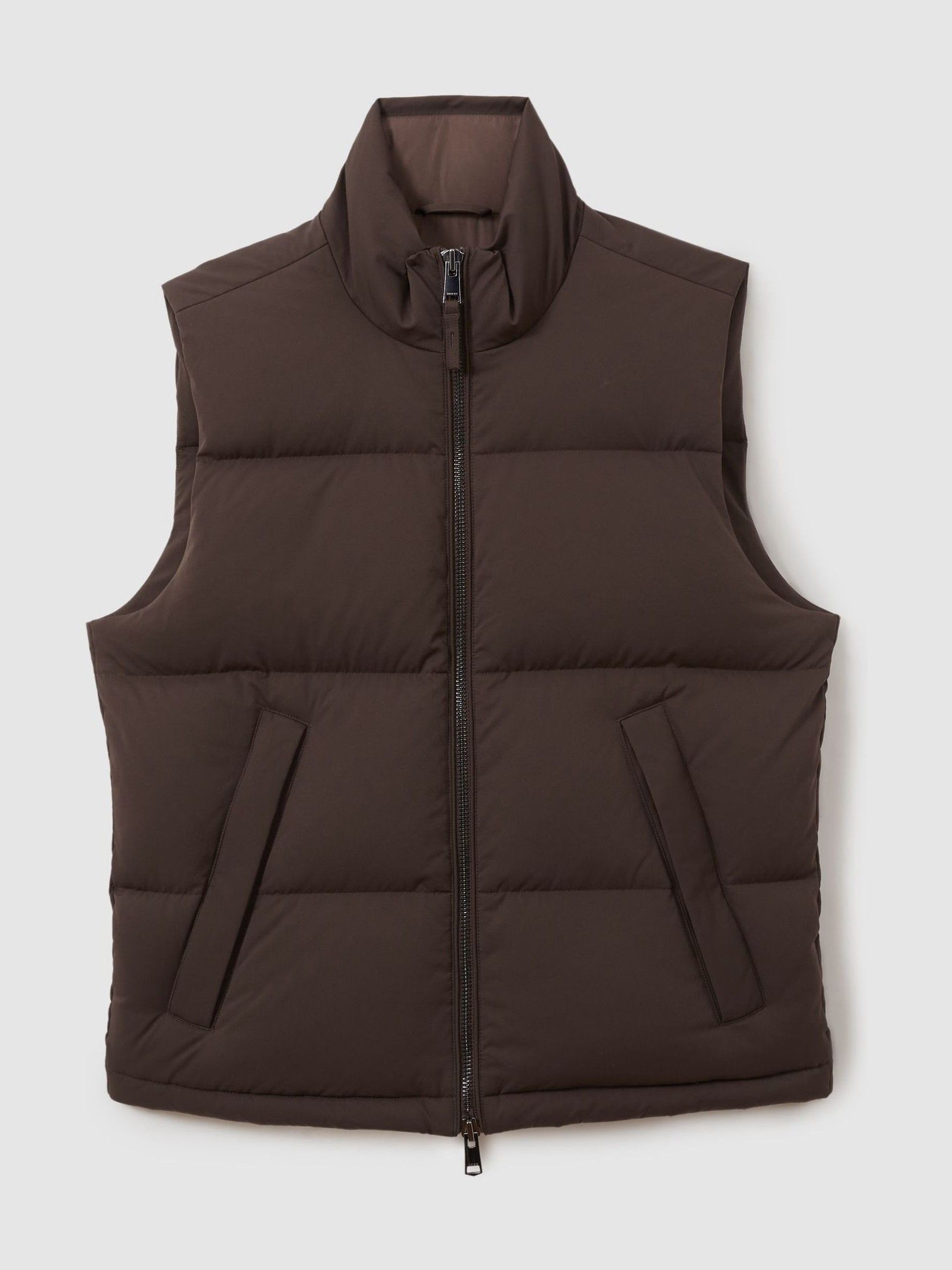Quilted-Shell Zip-Through Gilet in Brown - Image 2 of 6