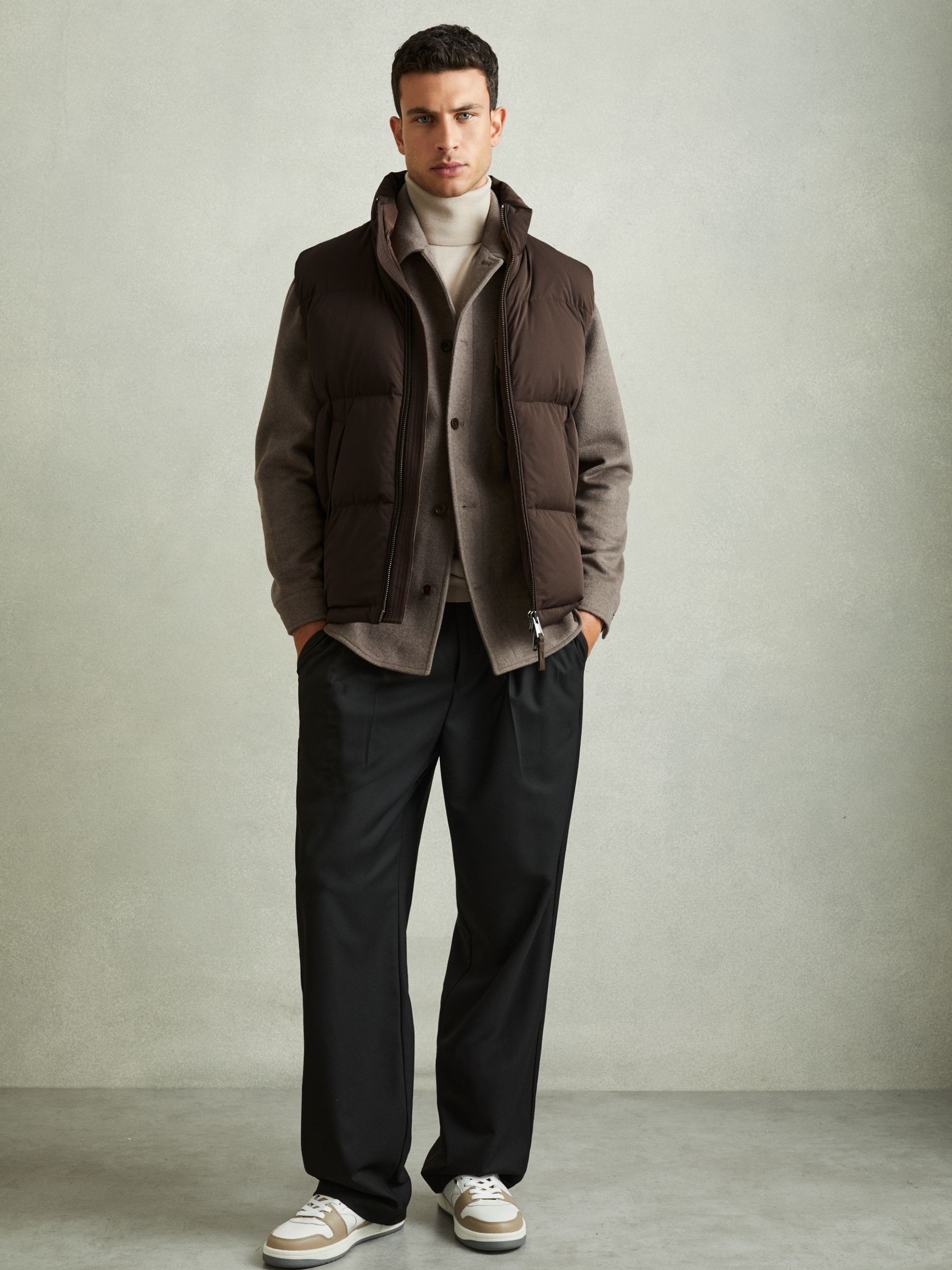 Quilted-Shell Zip-Through Gilet in Brown - Image 3 of 6