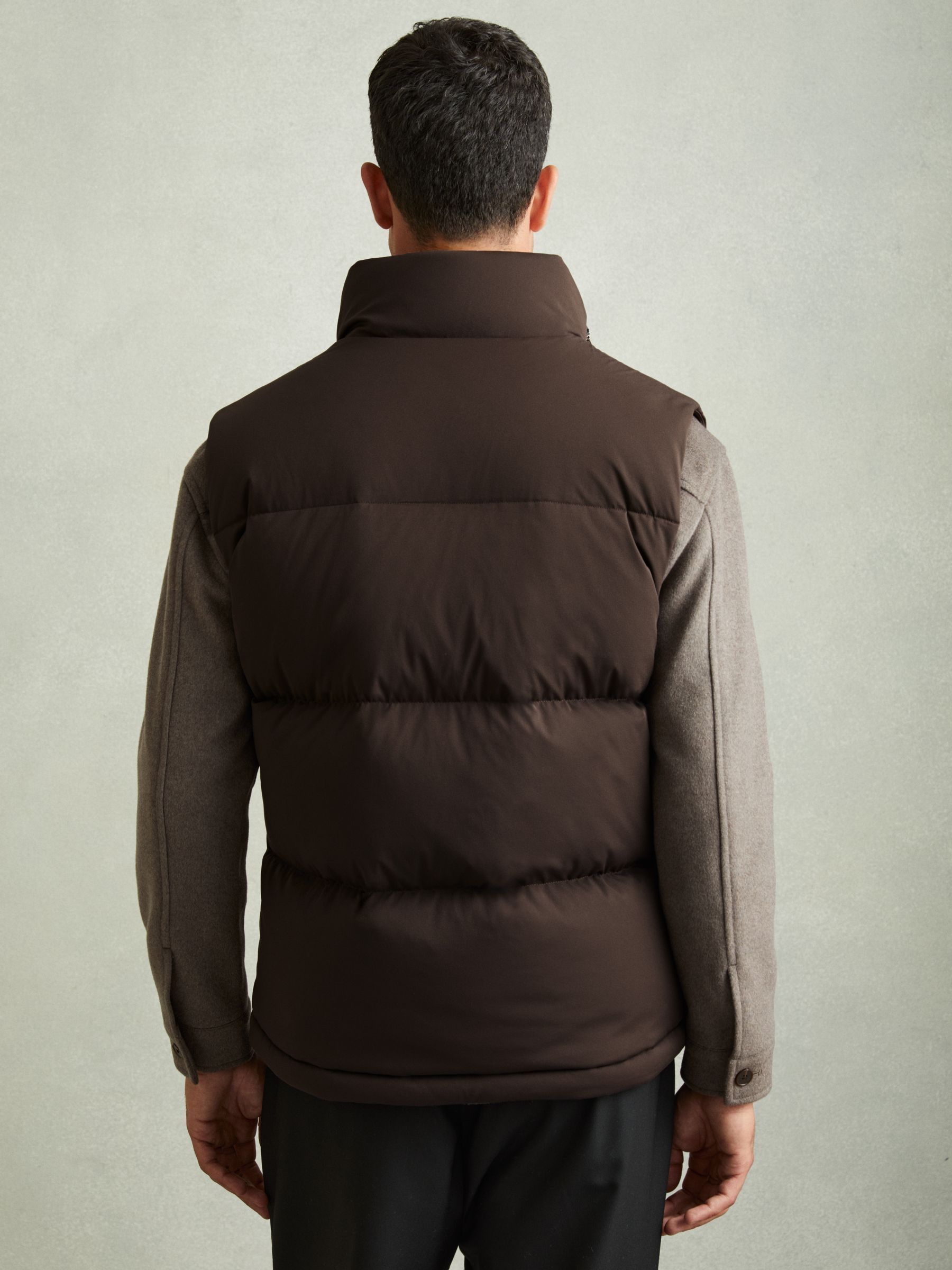 Quilted-Shell Zip-Through Gilet in Brown - Image 5 of 6