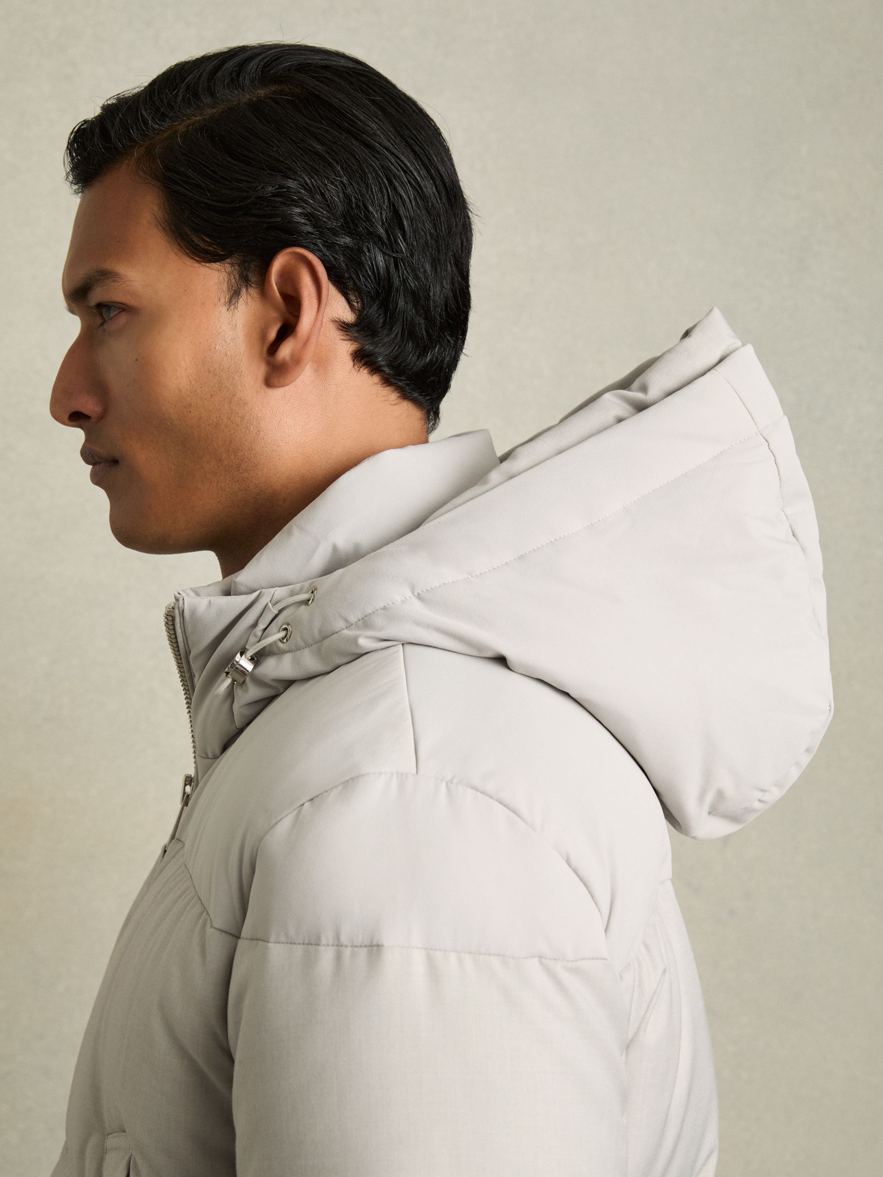 Quilted Longline Puffer Jacket in Grey - Image 6 of 8