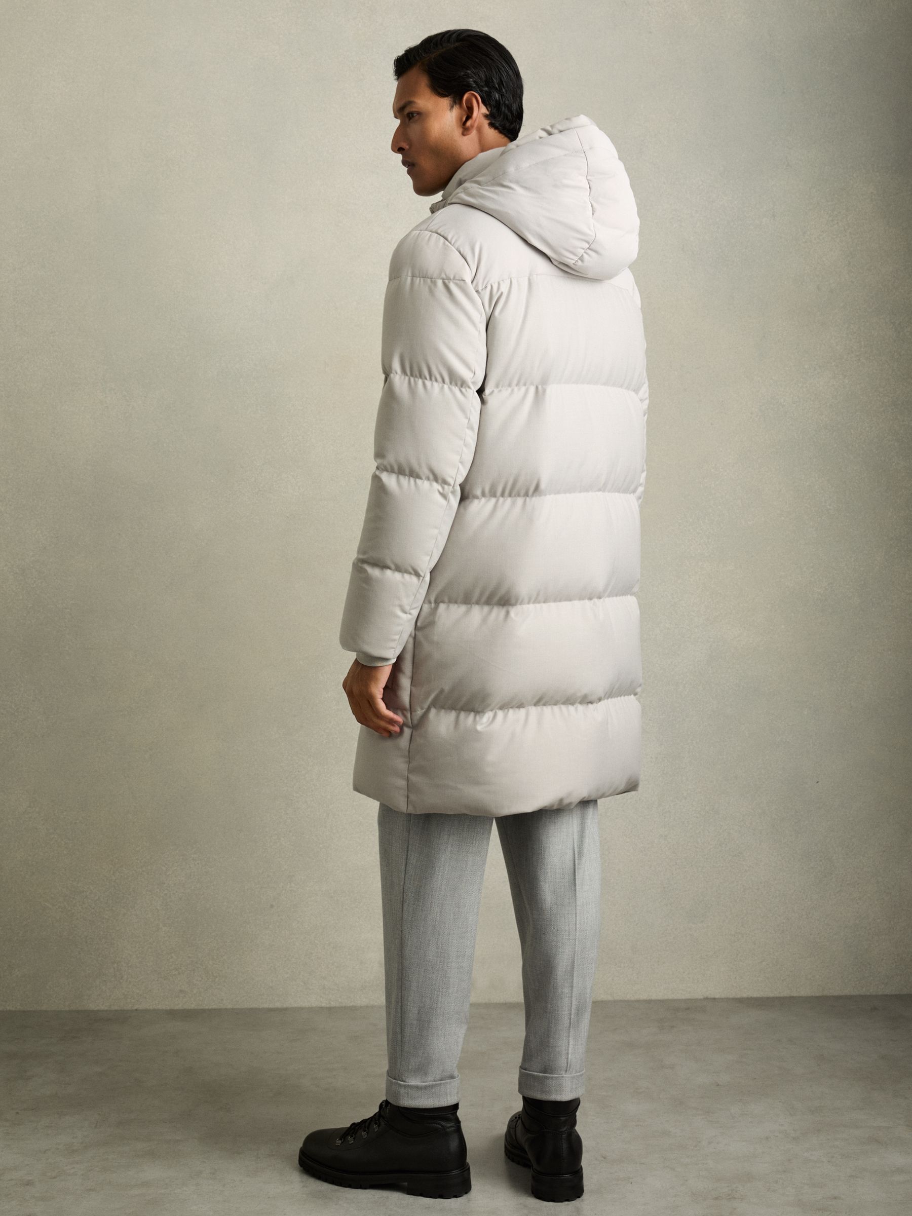 Quilted Longline Puffer Jacket in Grey - Image 7 of 8