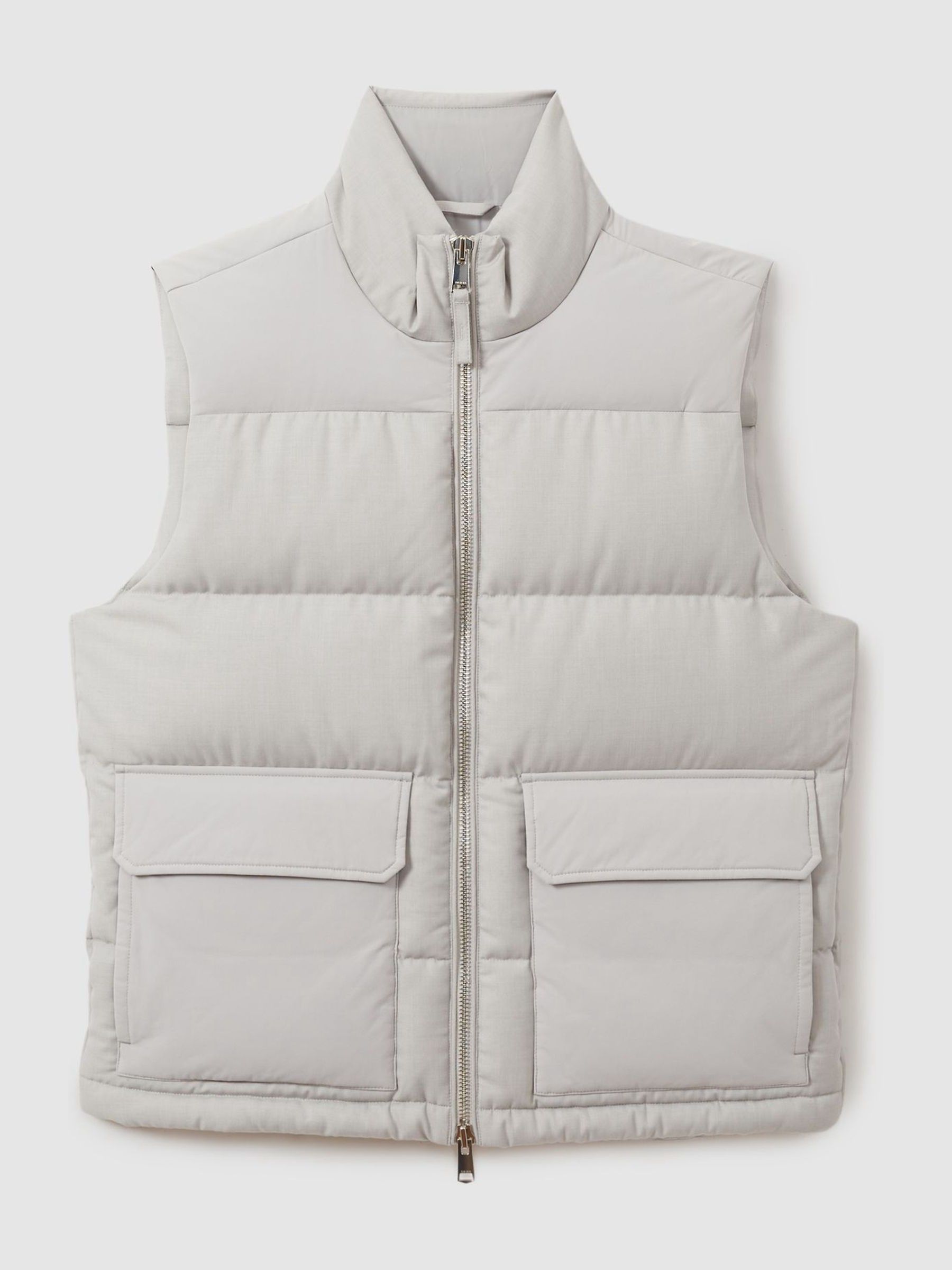 Patch Pocket Quilted Gilet in Grey - Image 2 of 7