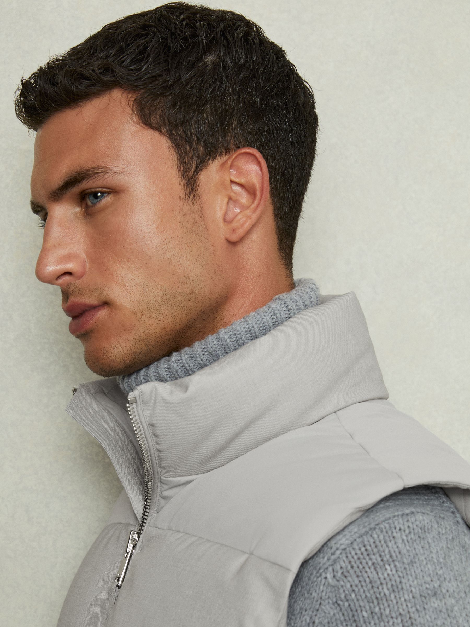 Patch Pocket Quilted Gilet in Grey - Image 4 of 7