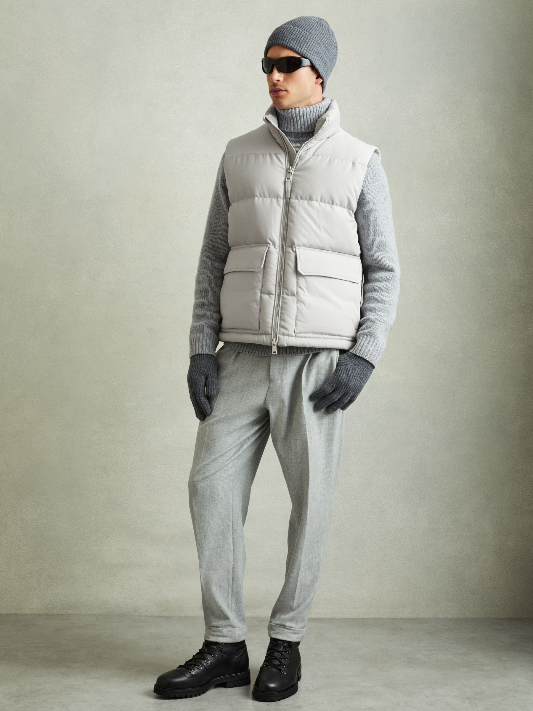Patch Pocket Quilted Gilet in Grey - Image 6 of 7