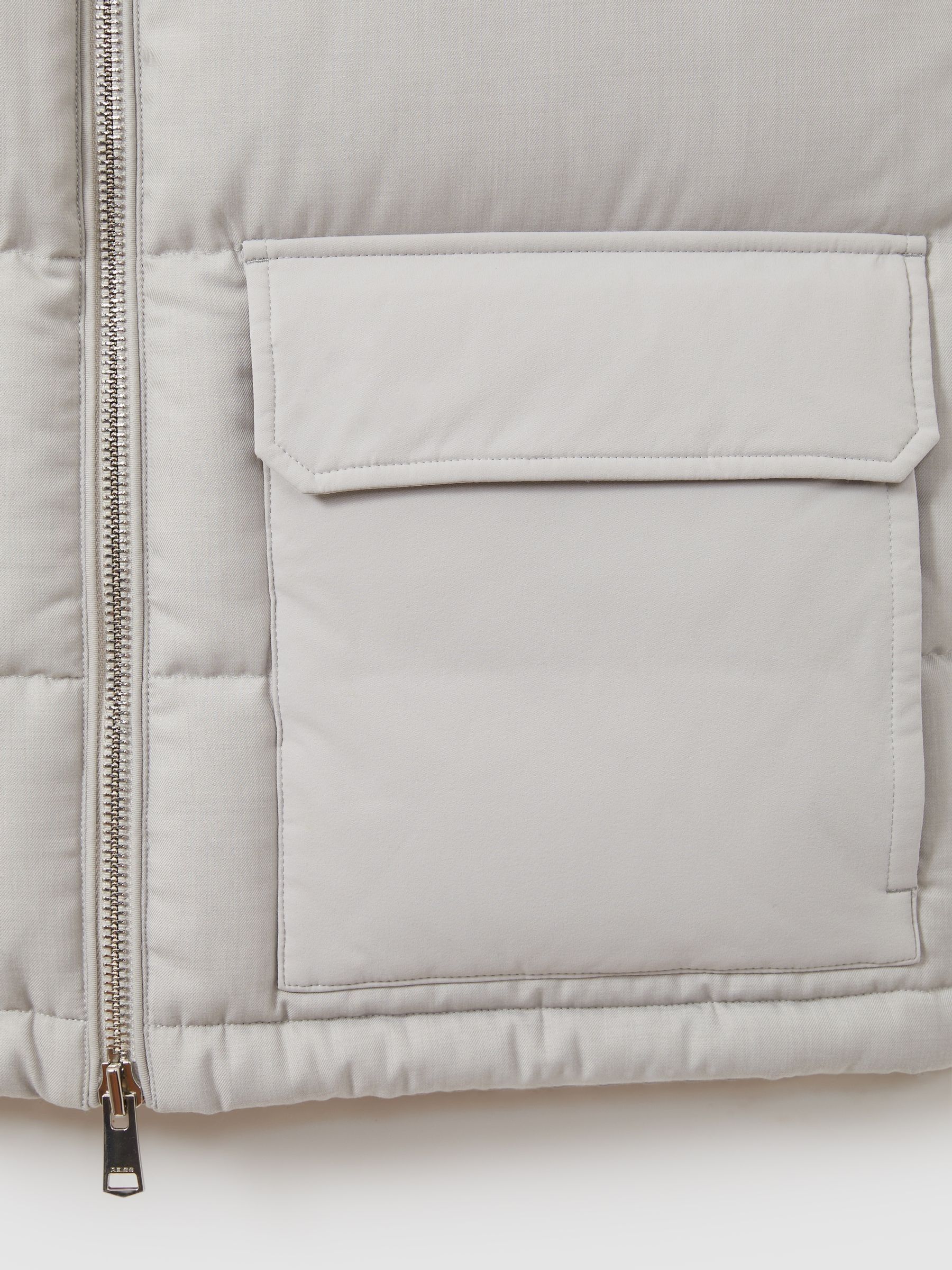 Patch Pocket Quilted Gilet in Grey - Image 7 of 7