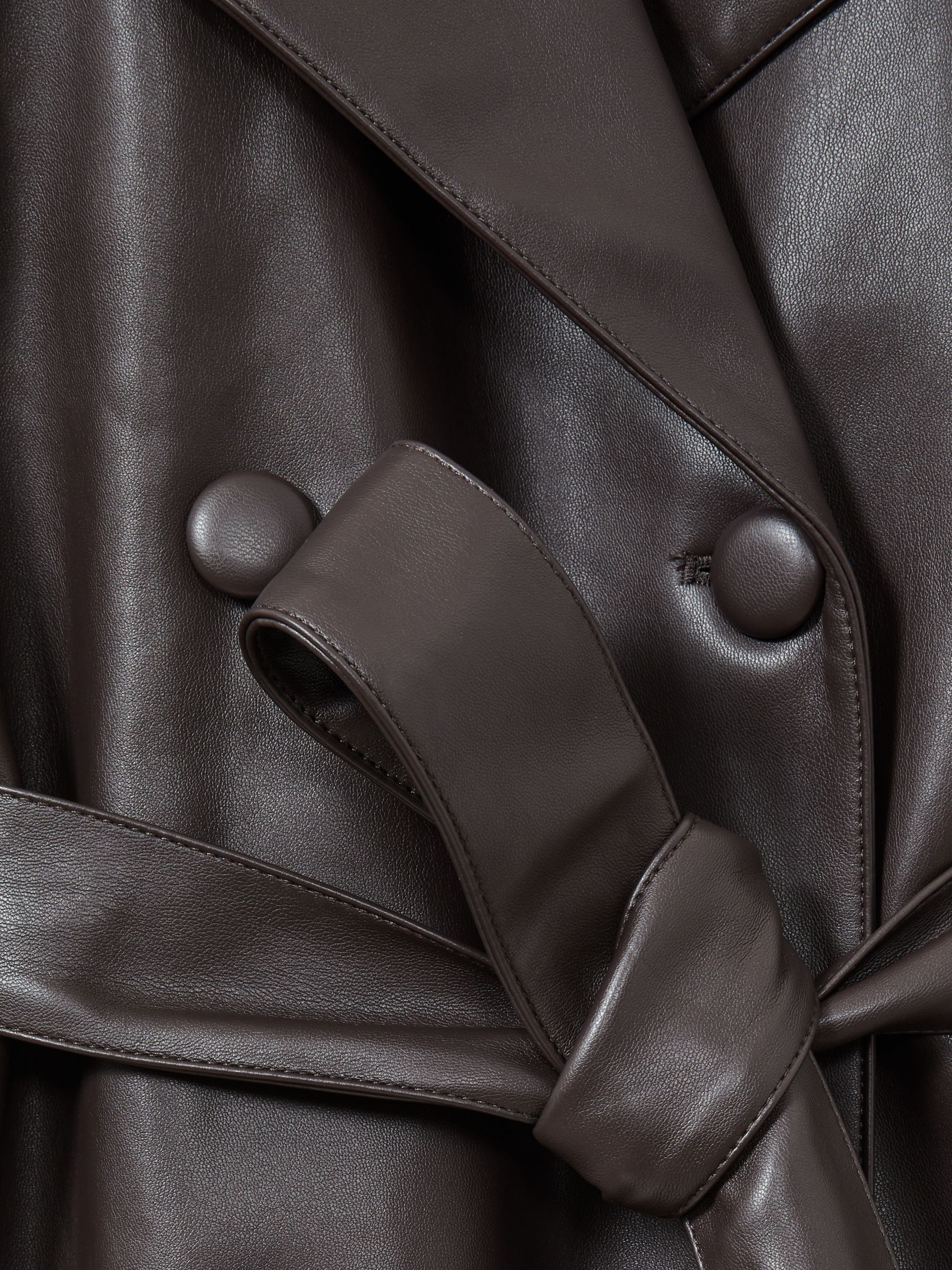 Good American Faux-Leather Trench Coat in Bitter Chocolate - Image 7 of 7