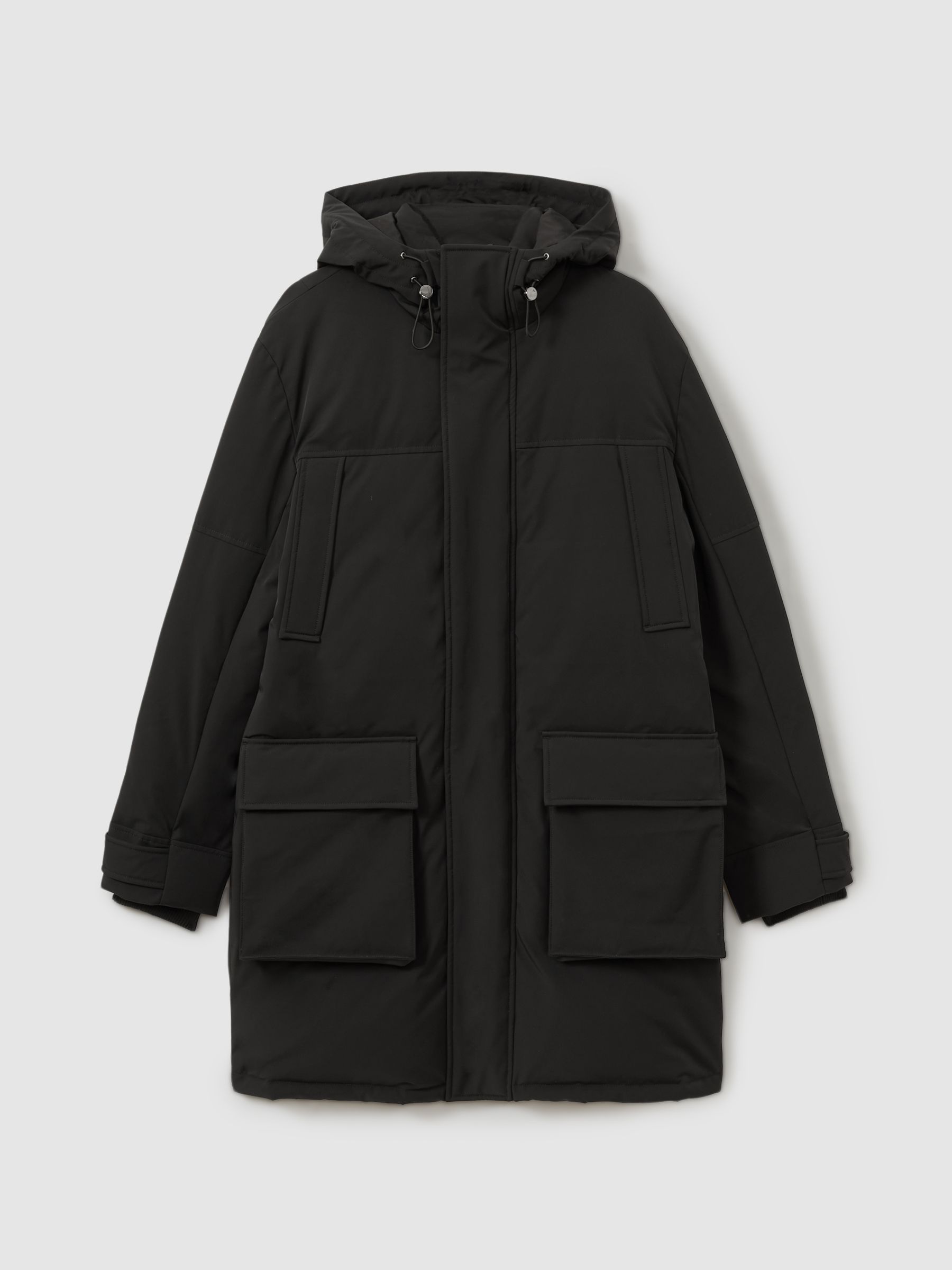Hooded Shell Down Coat in Black - Image 2 of 8