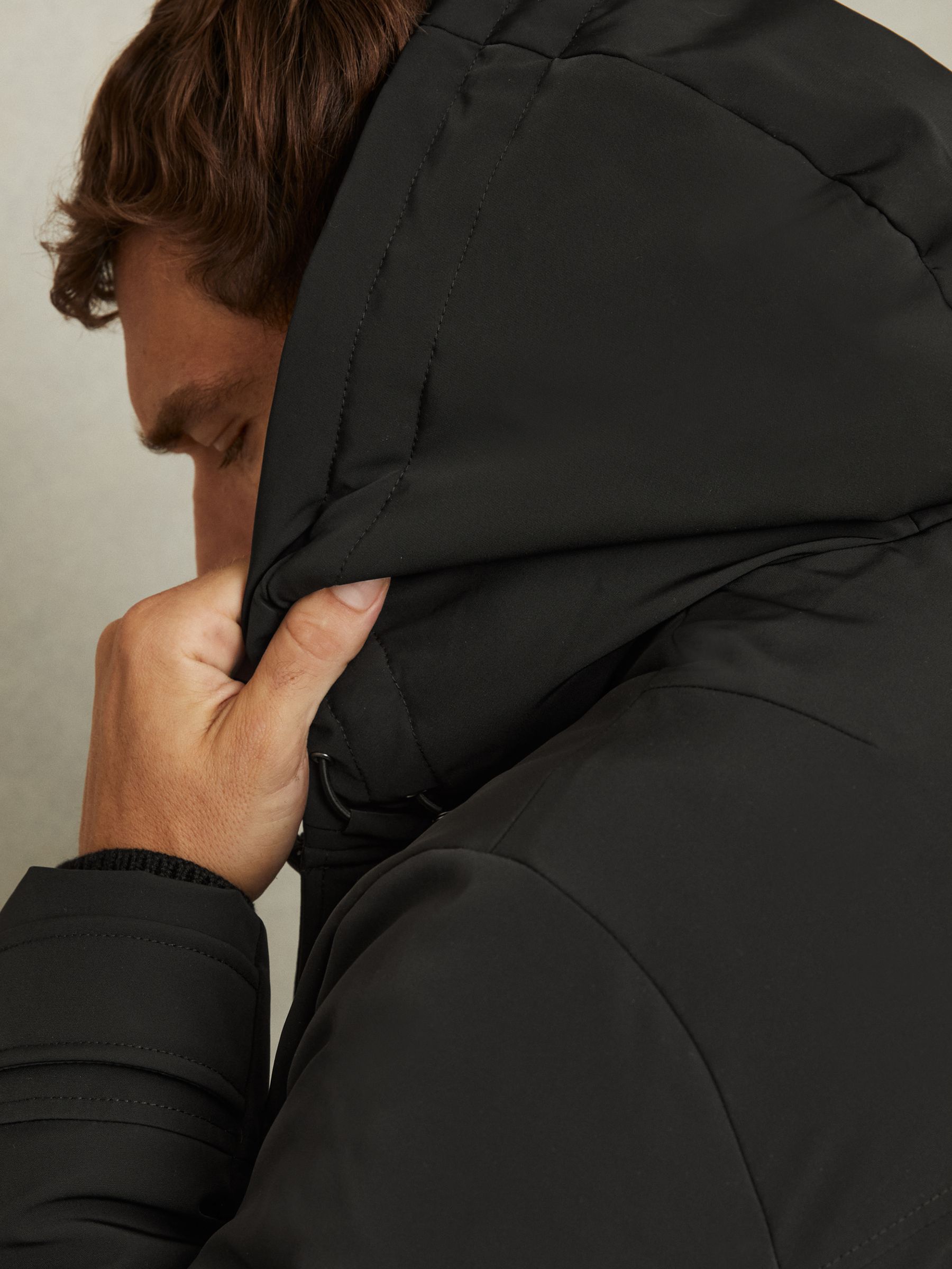Hooded Shell Down Coat in Black - Image 5 of 8