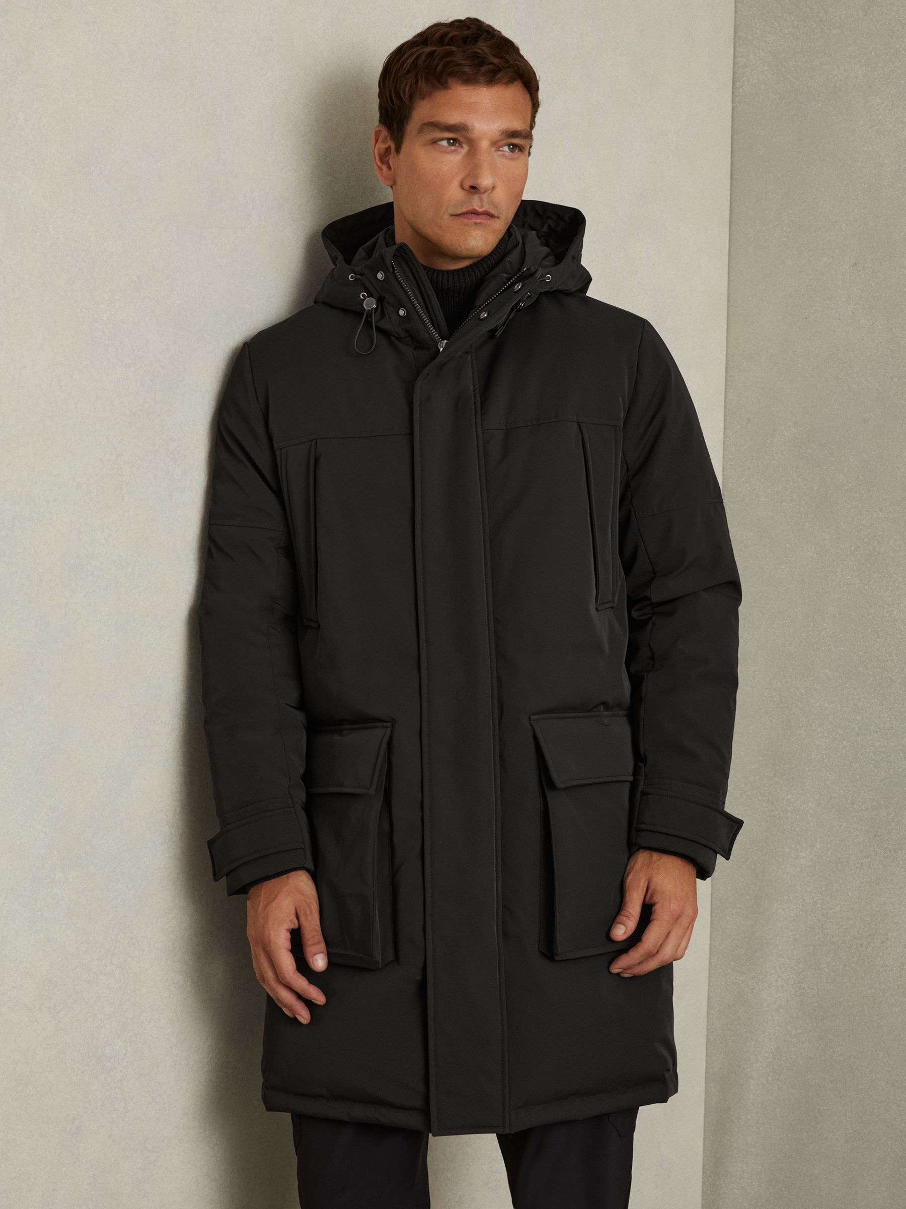Hooded Shell Down Coat in Black - Image 6 of 8