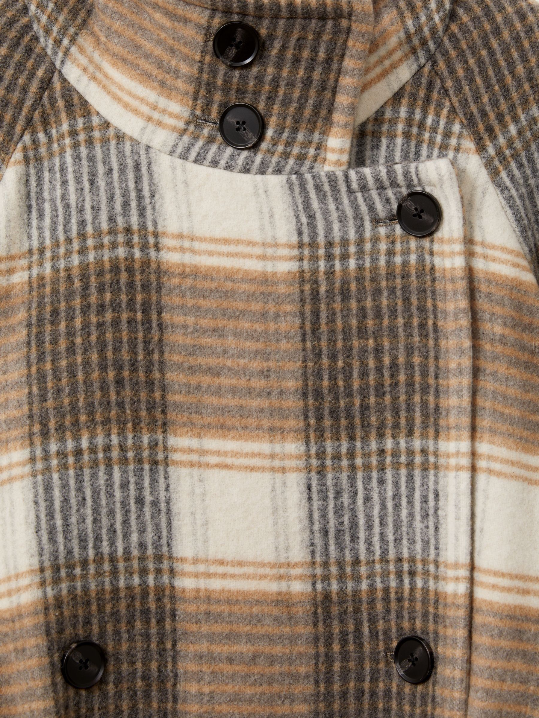 Wool Blend Check Double Breasted Coat in Neutral Check - Image 6 of 6
