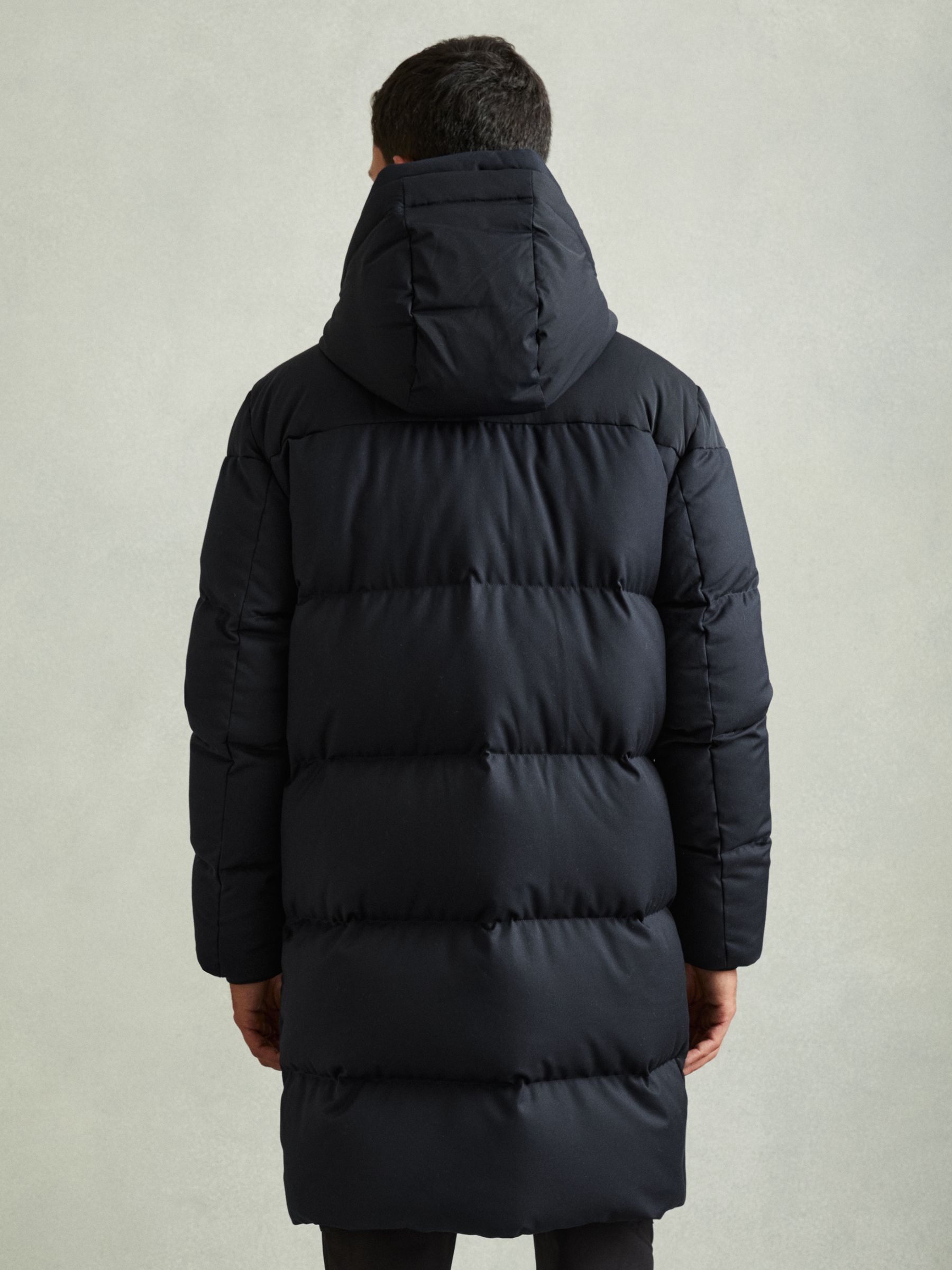 Quilted Longline Puffer Coat in Navy - Image 6 of 7