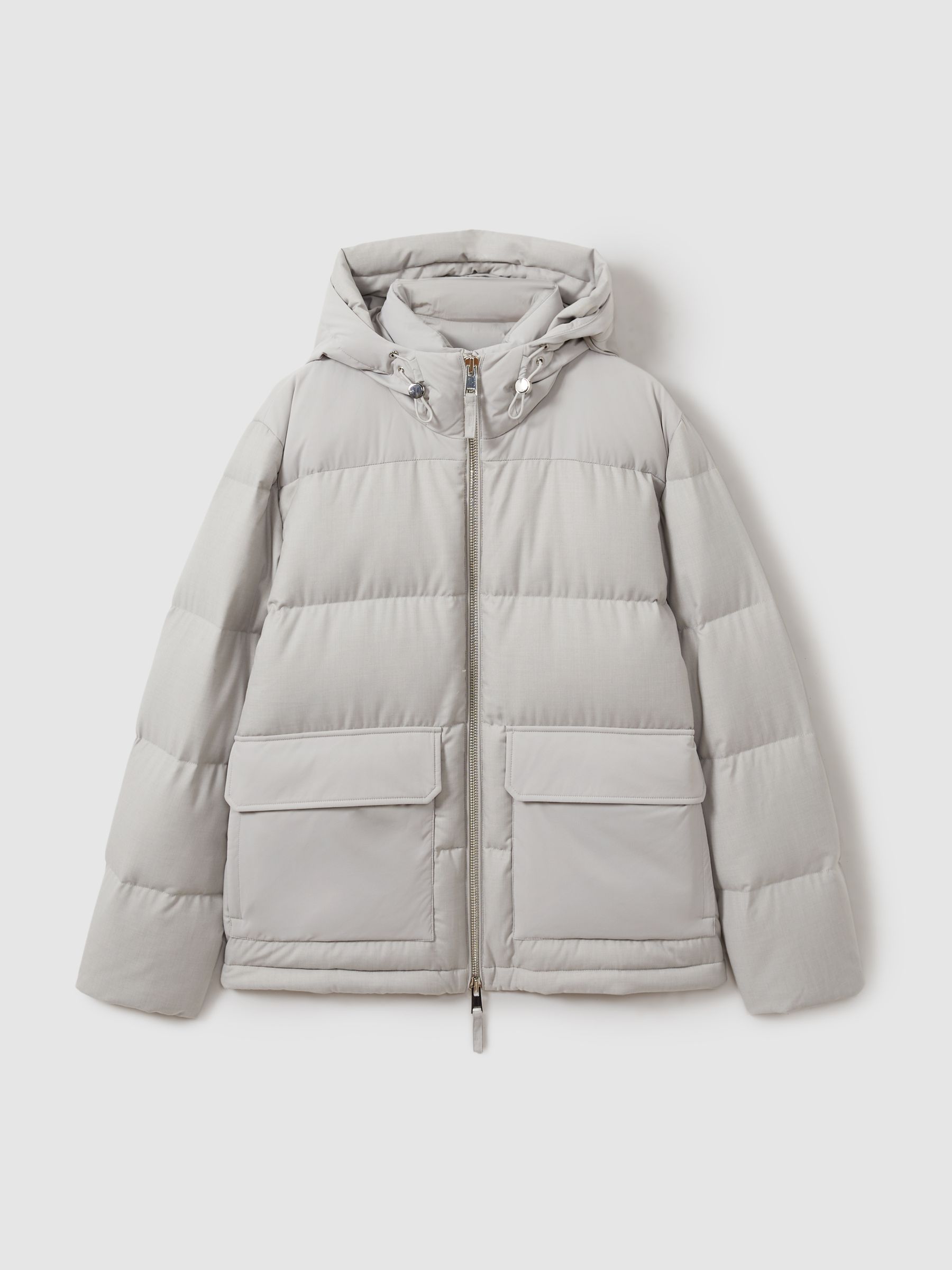 注目の Reiss Patch-Pocket Quilted Puffer Jacket in Grey | REISS ジャケット・アウター