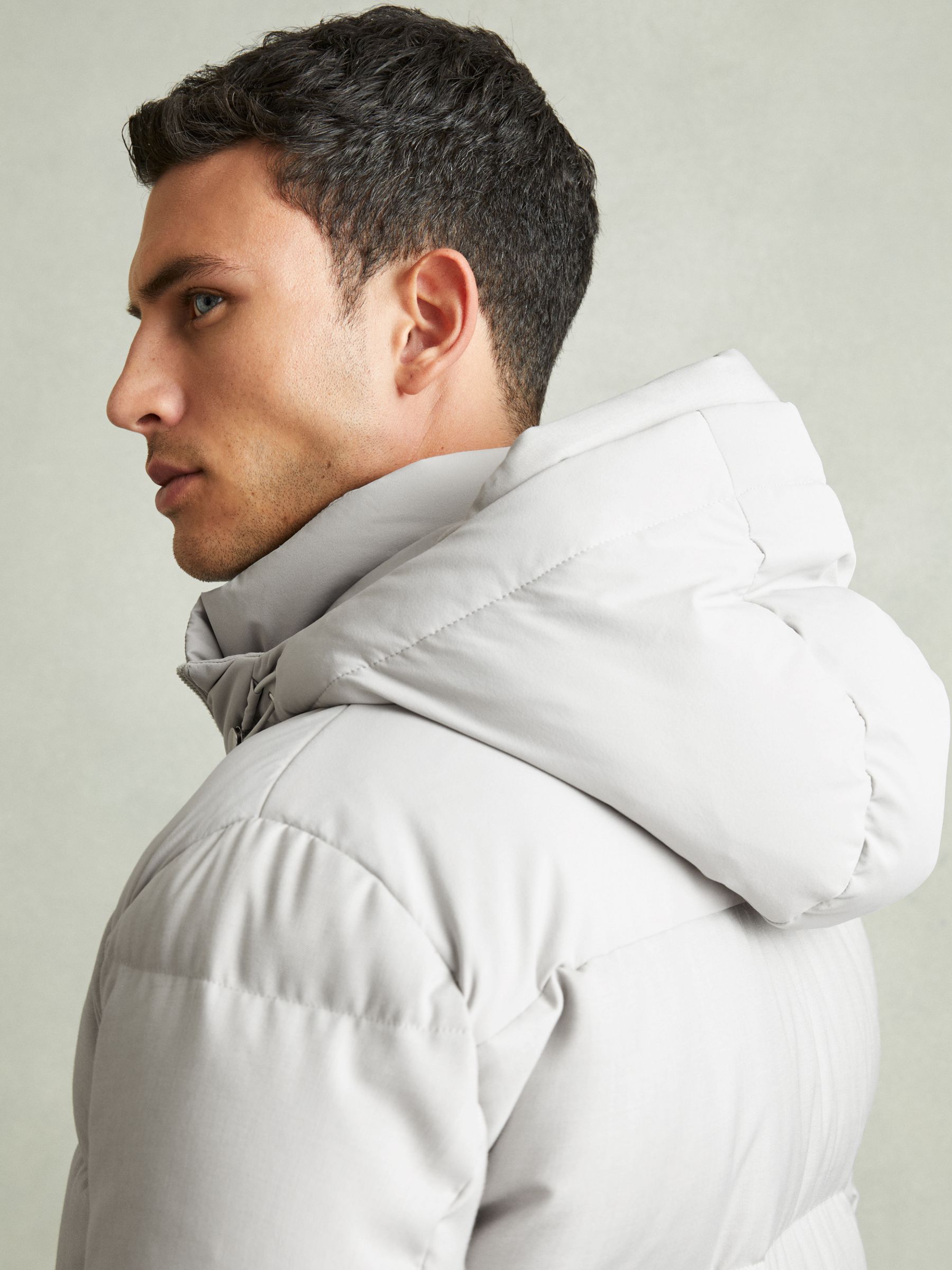 Patch-Pocket Quilted Puffer Jacket in Grey - Image 4 of 7