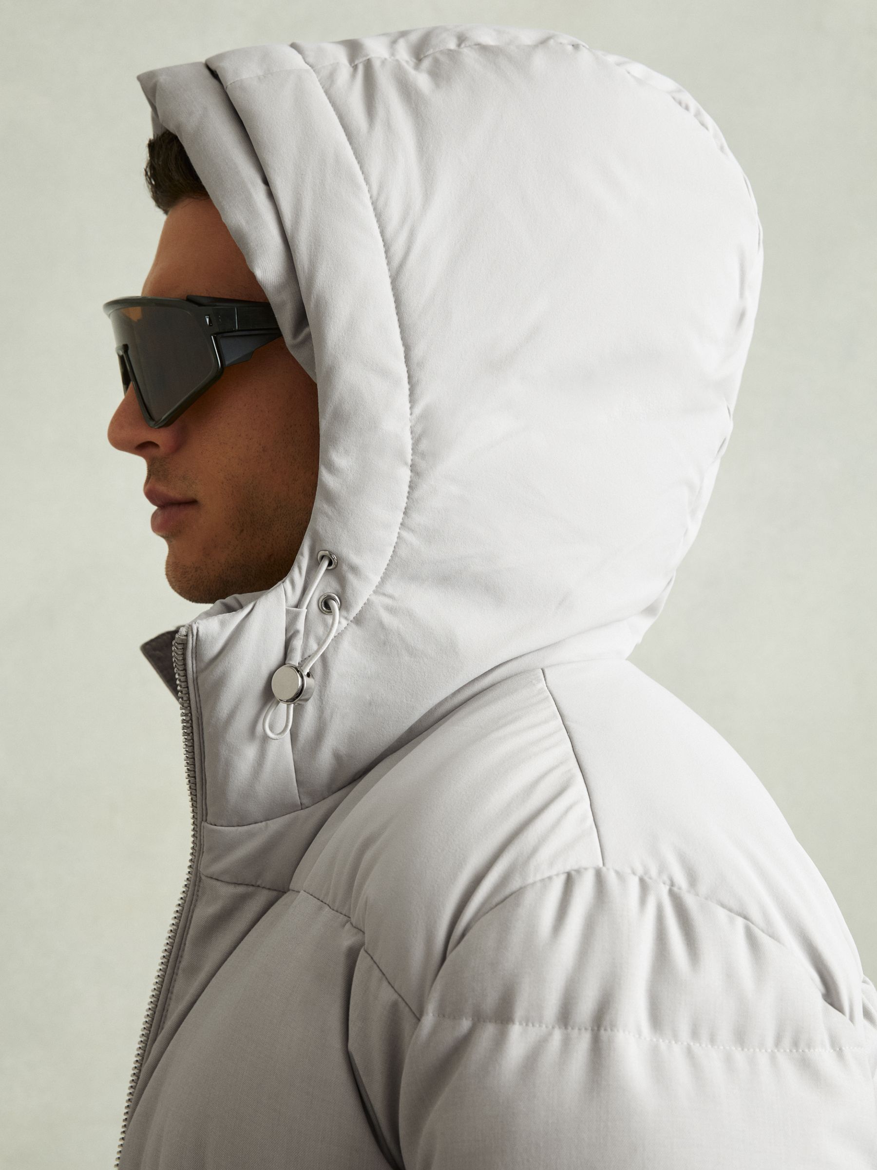 Patch-Pocket Quilted Puffer Jacket in Grey - Image 6 of 7