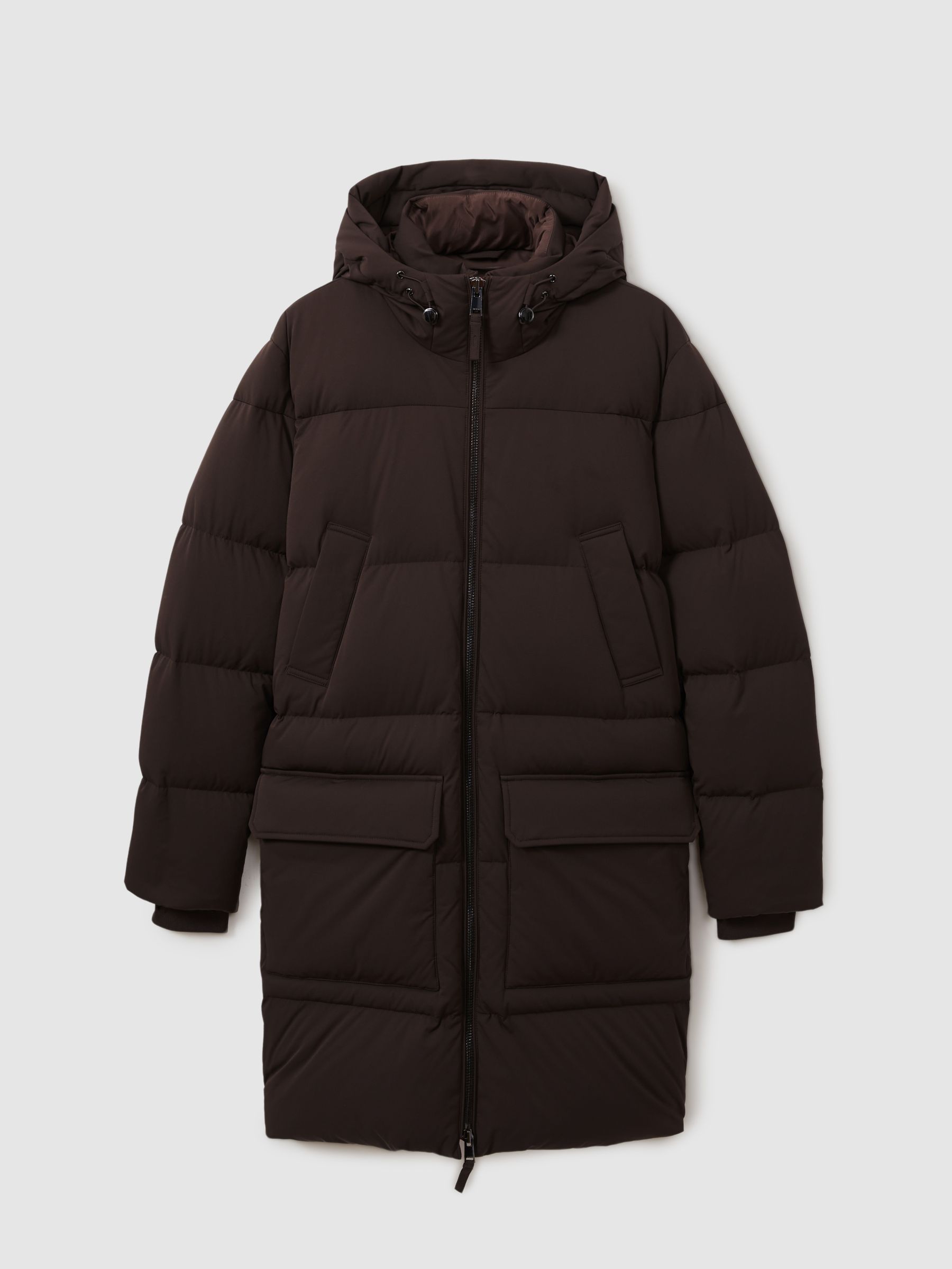 Quilted Hooded Puffer Coat in Brown - Image 2 of 6