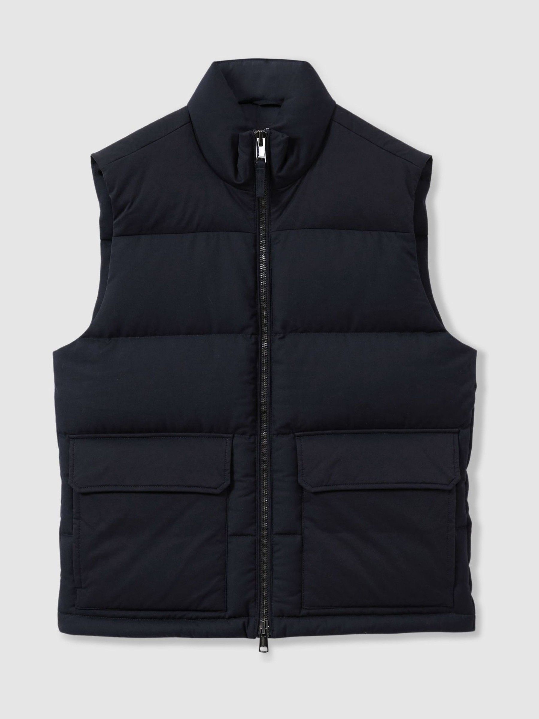 Patch Pocket Quilted Gilet in Navy - Image 2 of 6