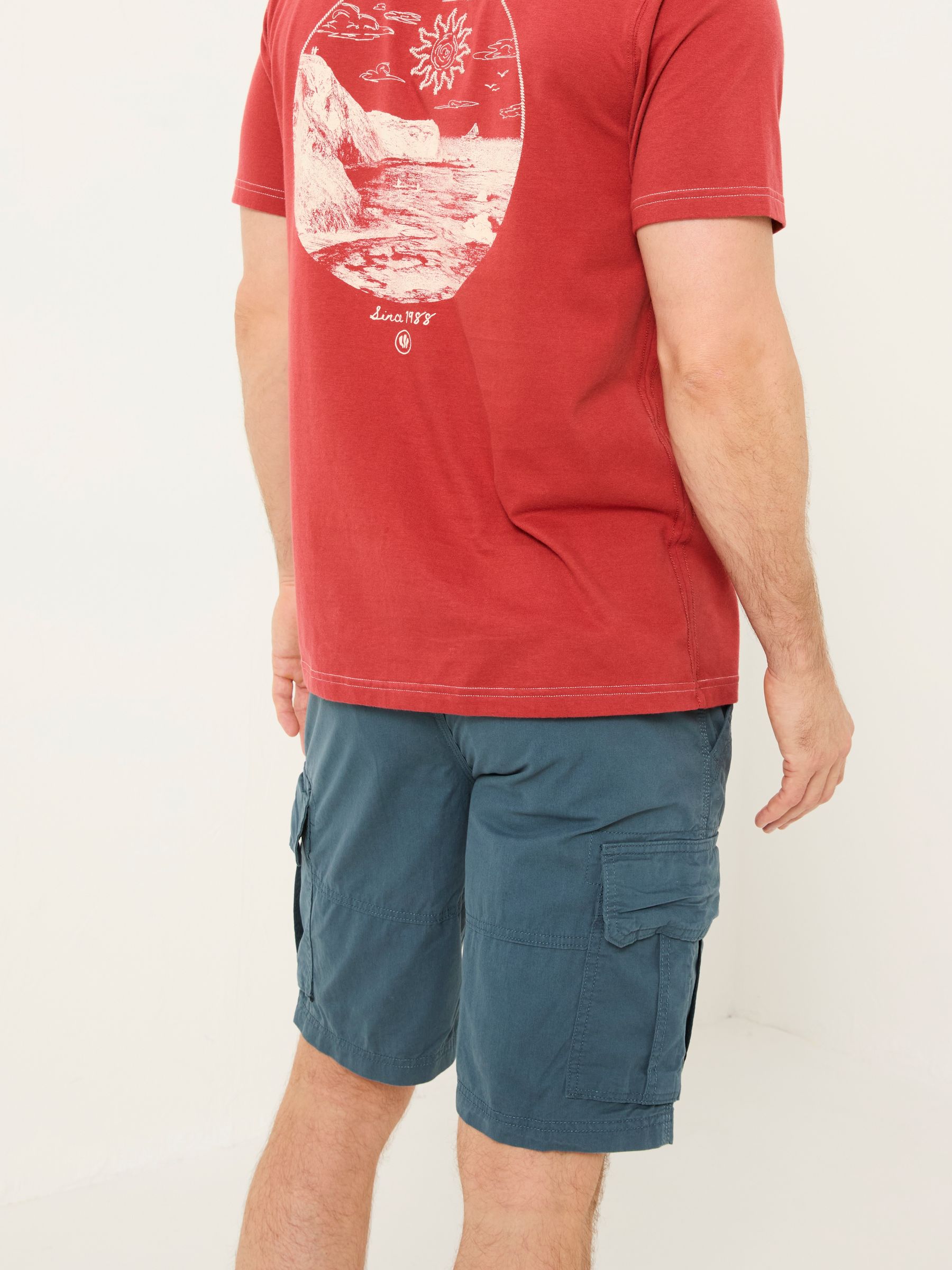 Bude Dark Teal Blue Cargo Shorts - Image 2 of 6