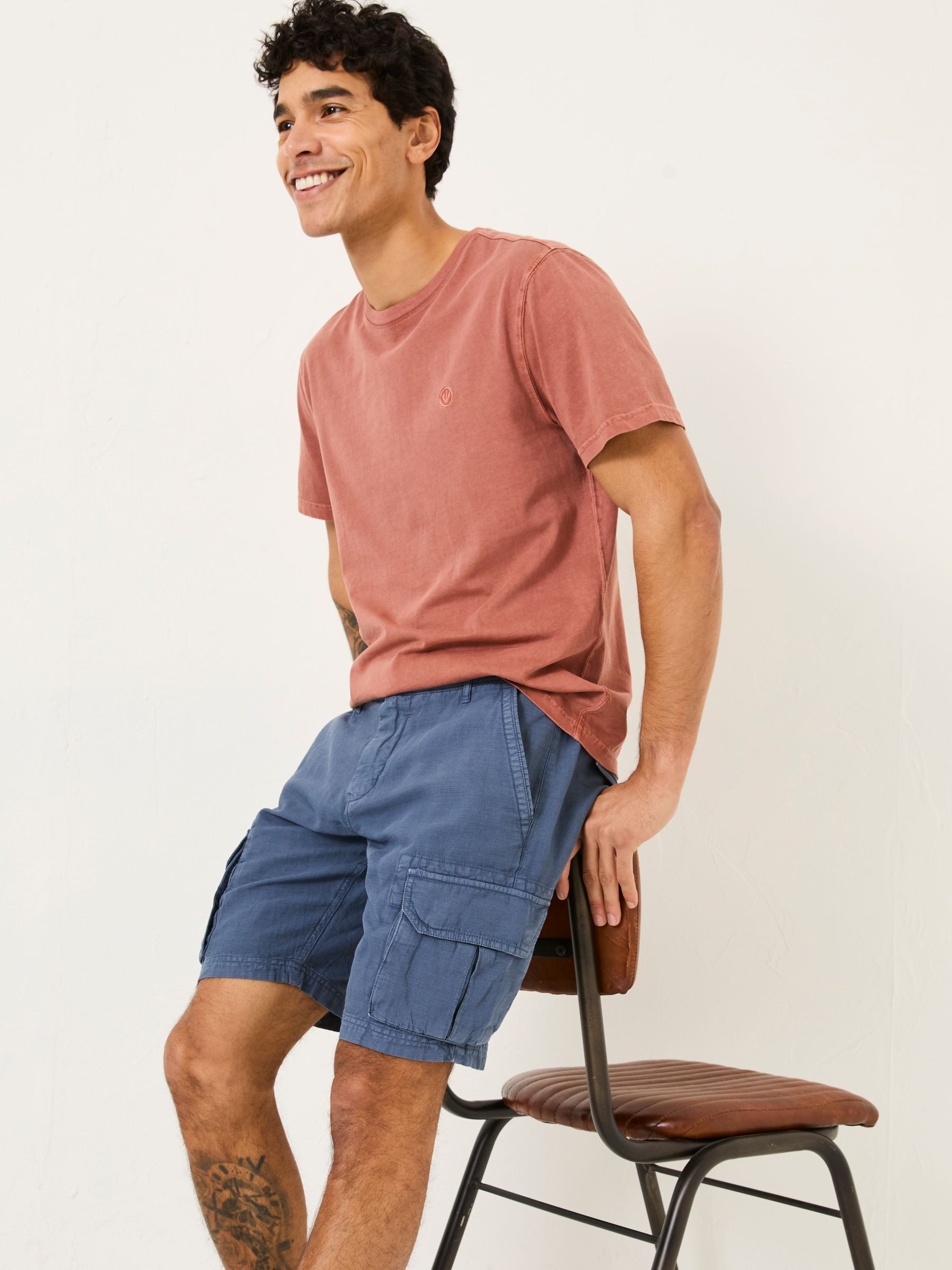 Blue Cotton Linen Cargo Shorts - Image 2 of 7