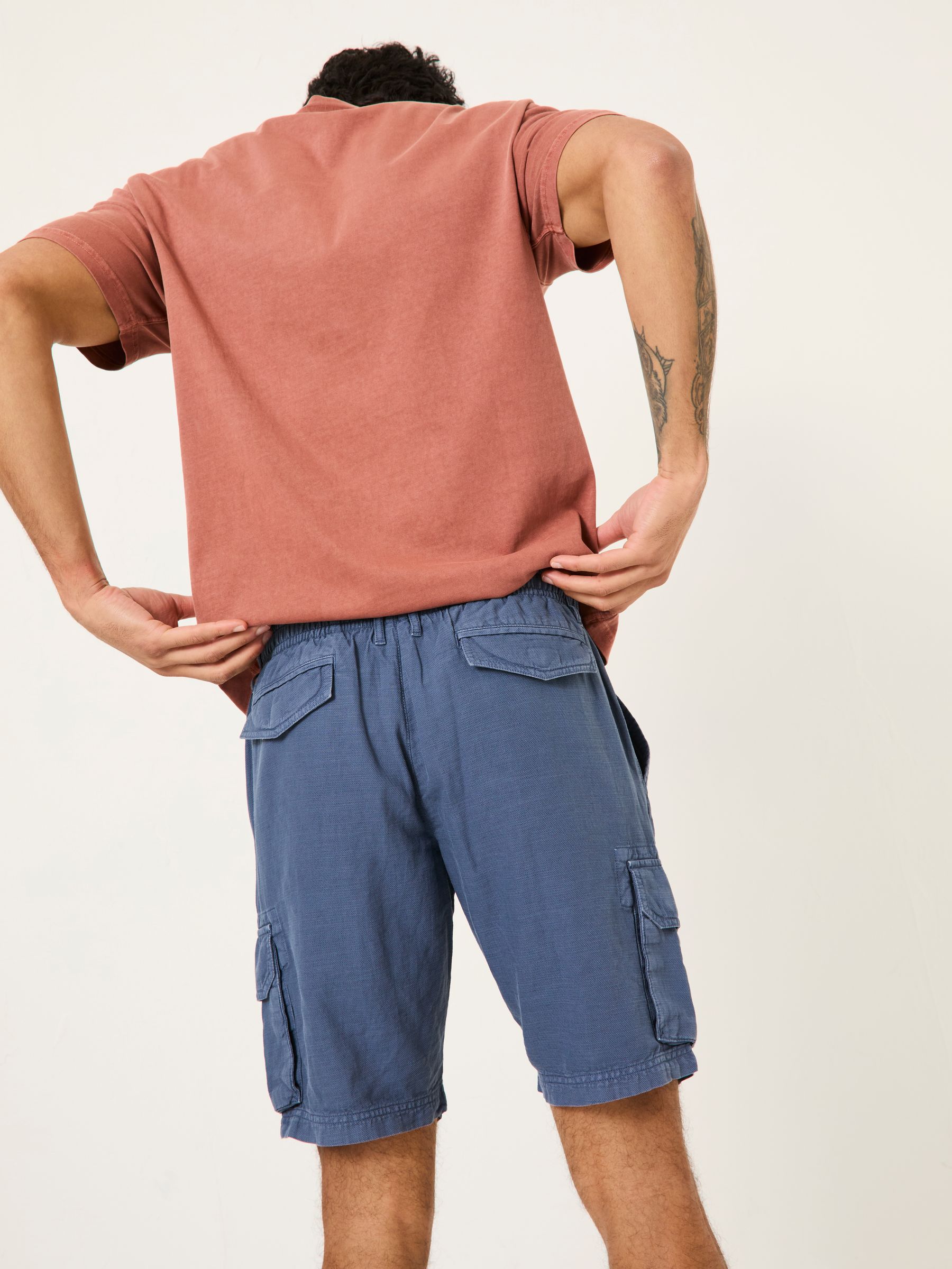 Blue Cotton Linen Cargo Shorts - Image 5 of 7