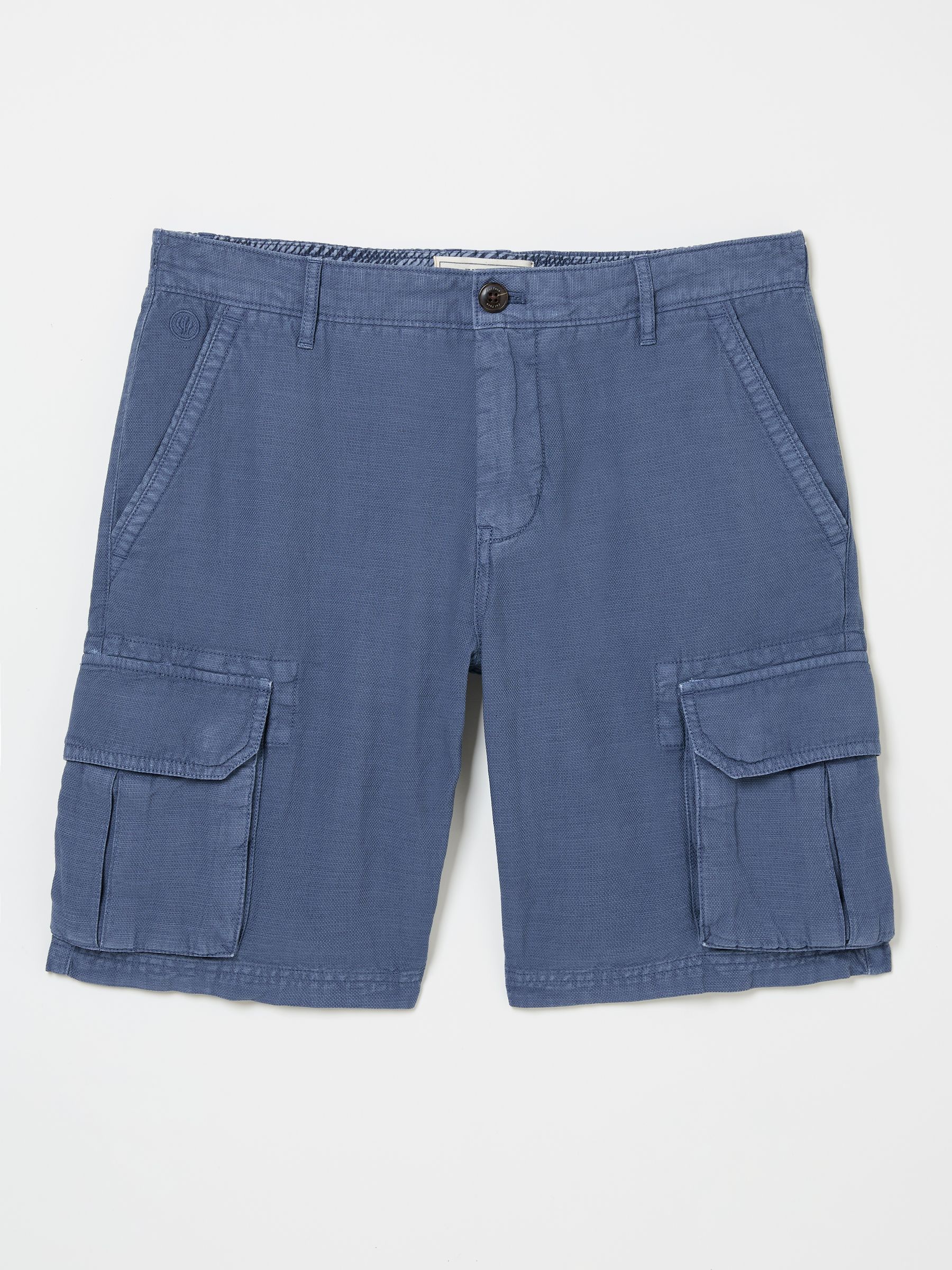 Blue Cotton Linen Cargo Shorts - Image 9 of 9