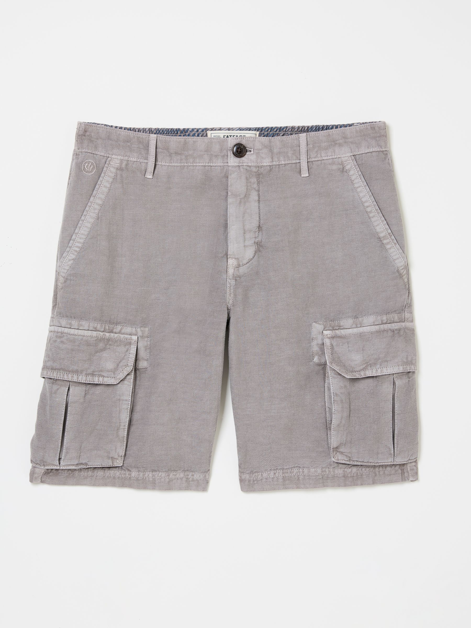 Grey Cotton Linen Cargo Shorts - Image 5 of 5
