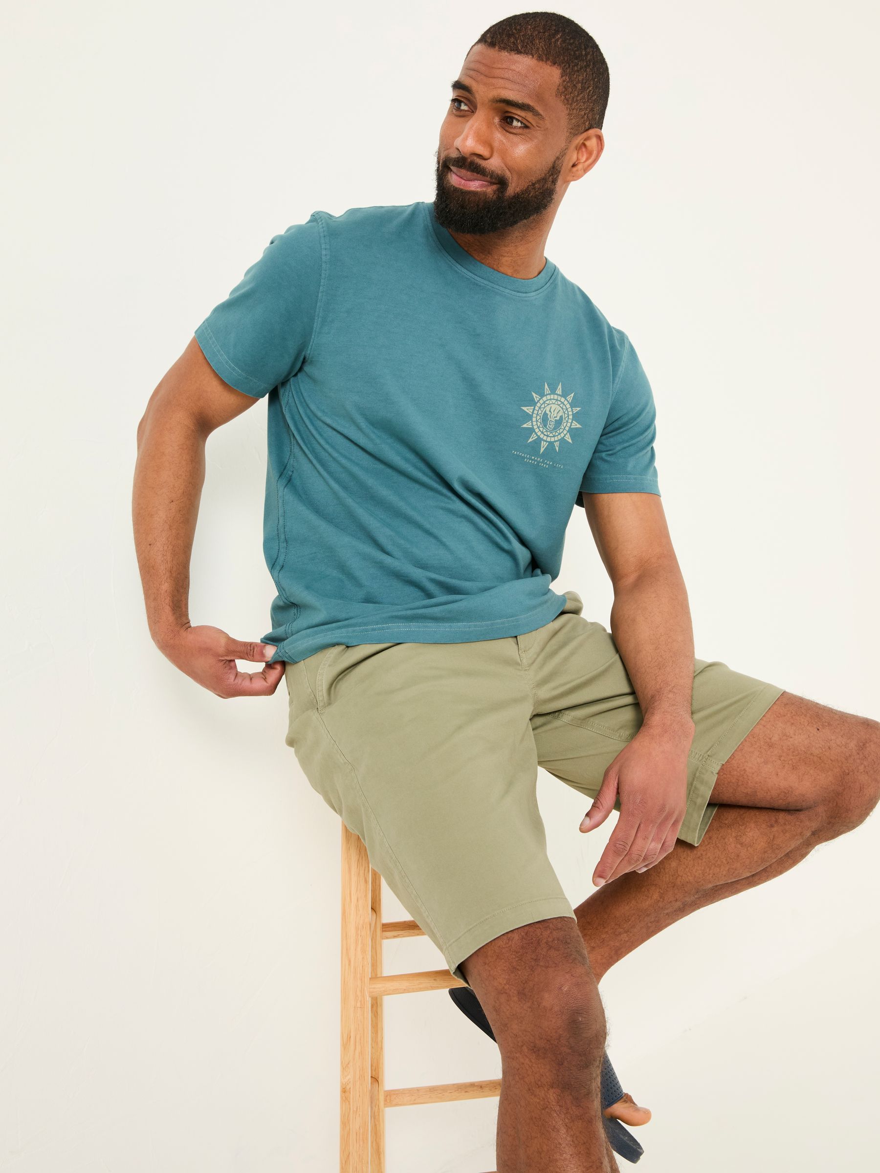 Mawes Khaki Green Chino Shorts - Image 2 of 7