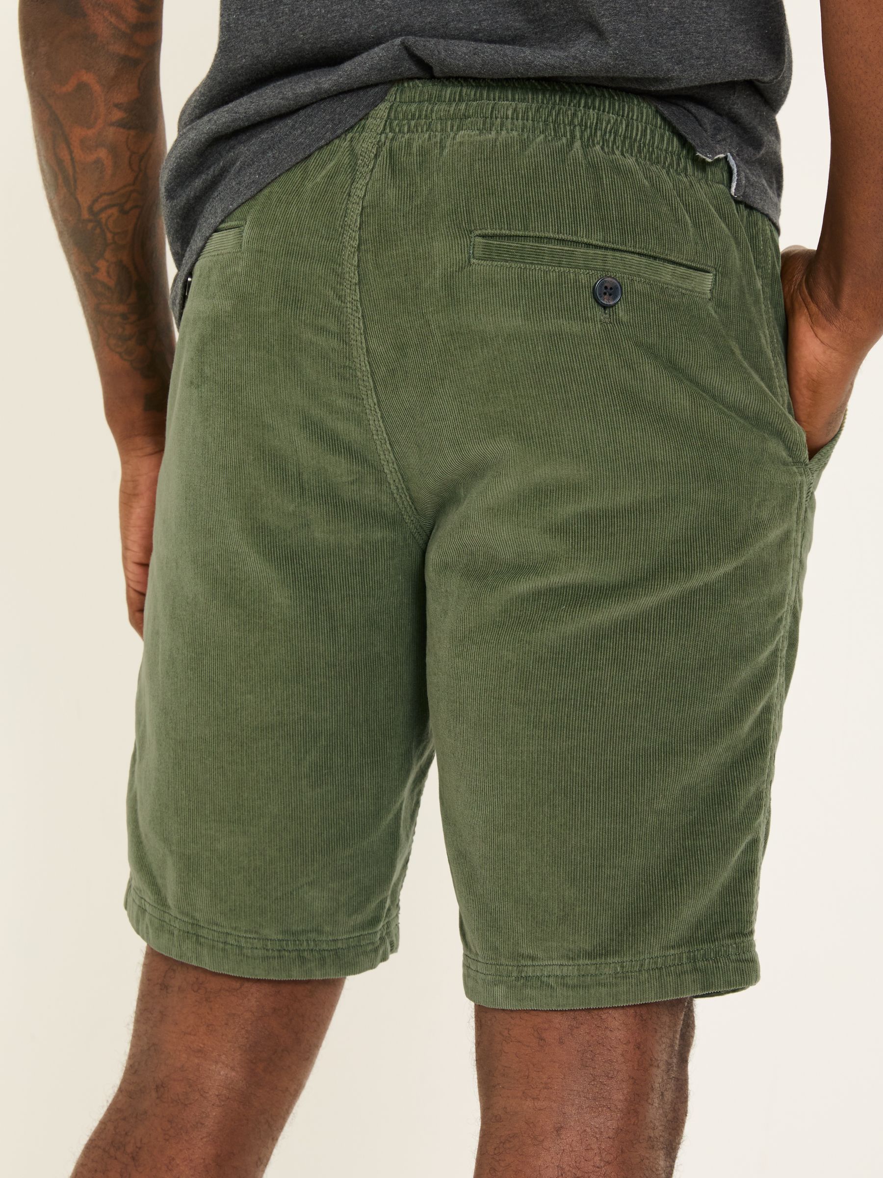 Seaton Khaki Green Pull On Cord Shorts - Image 4 of 5