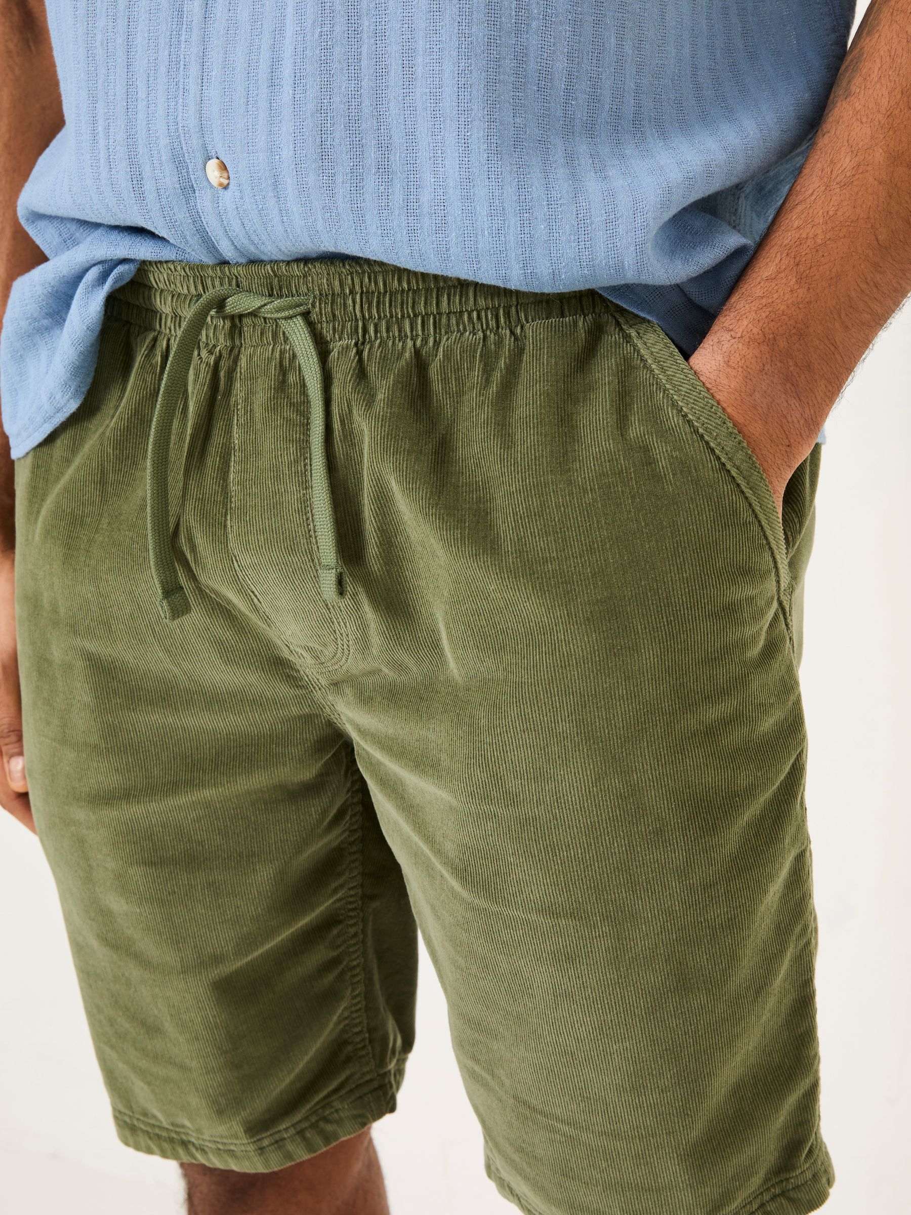 Seaton Khaki Green Pull On Cord Shorts - Image 6 of 7