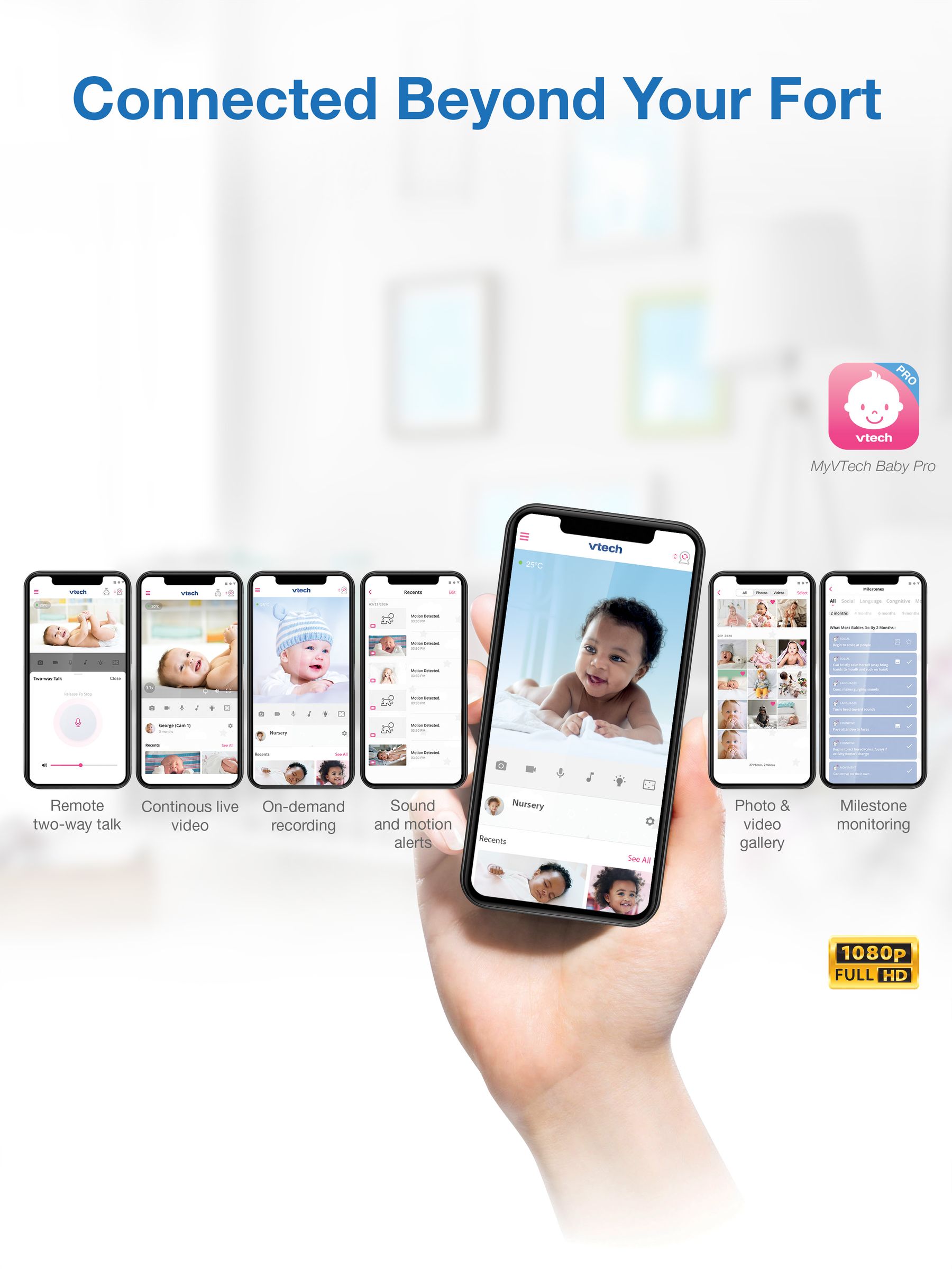 V-Tech RM7766HD 7inch Smart Wi-Fi Baby Monitor - Image 4 of 6