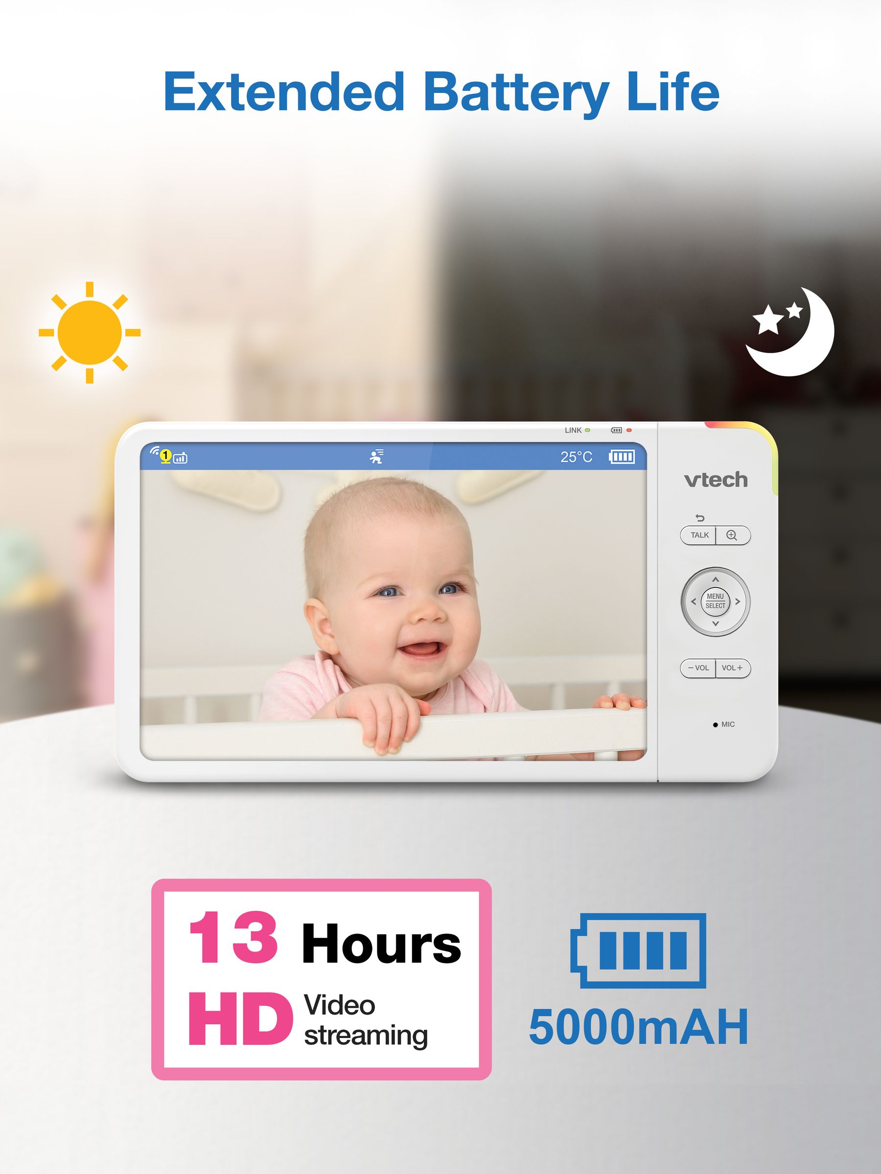 V-Tech WM7367HD 7Inch Video Baby Monitor - Image 6 of 6