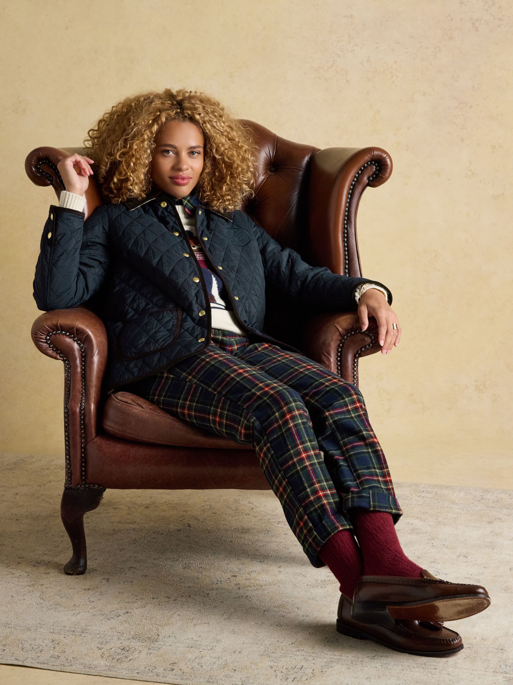 Quinn Navy Blue Showerproof Diamond Quilted Coat - Image 13 of 14