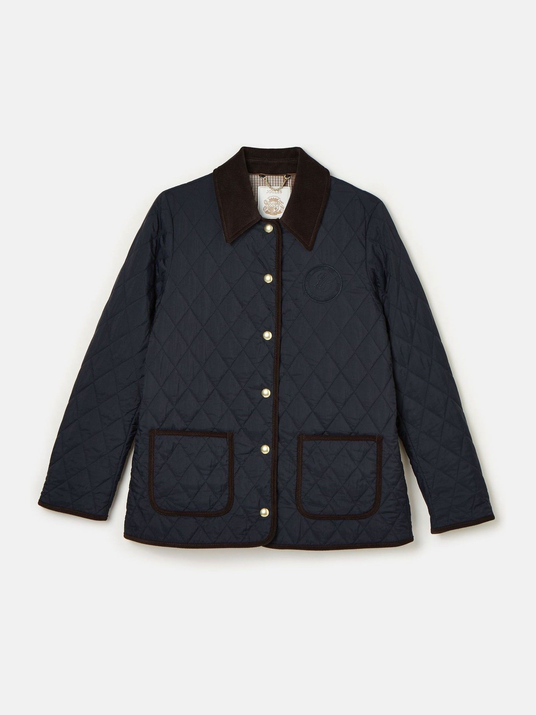 Quinn Navy Blue Showerproof Diamond Quilted Coat - Image 14 of 14