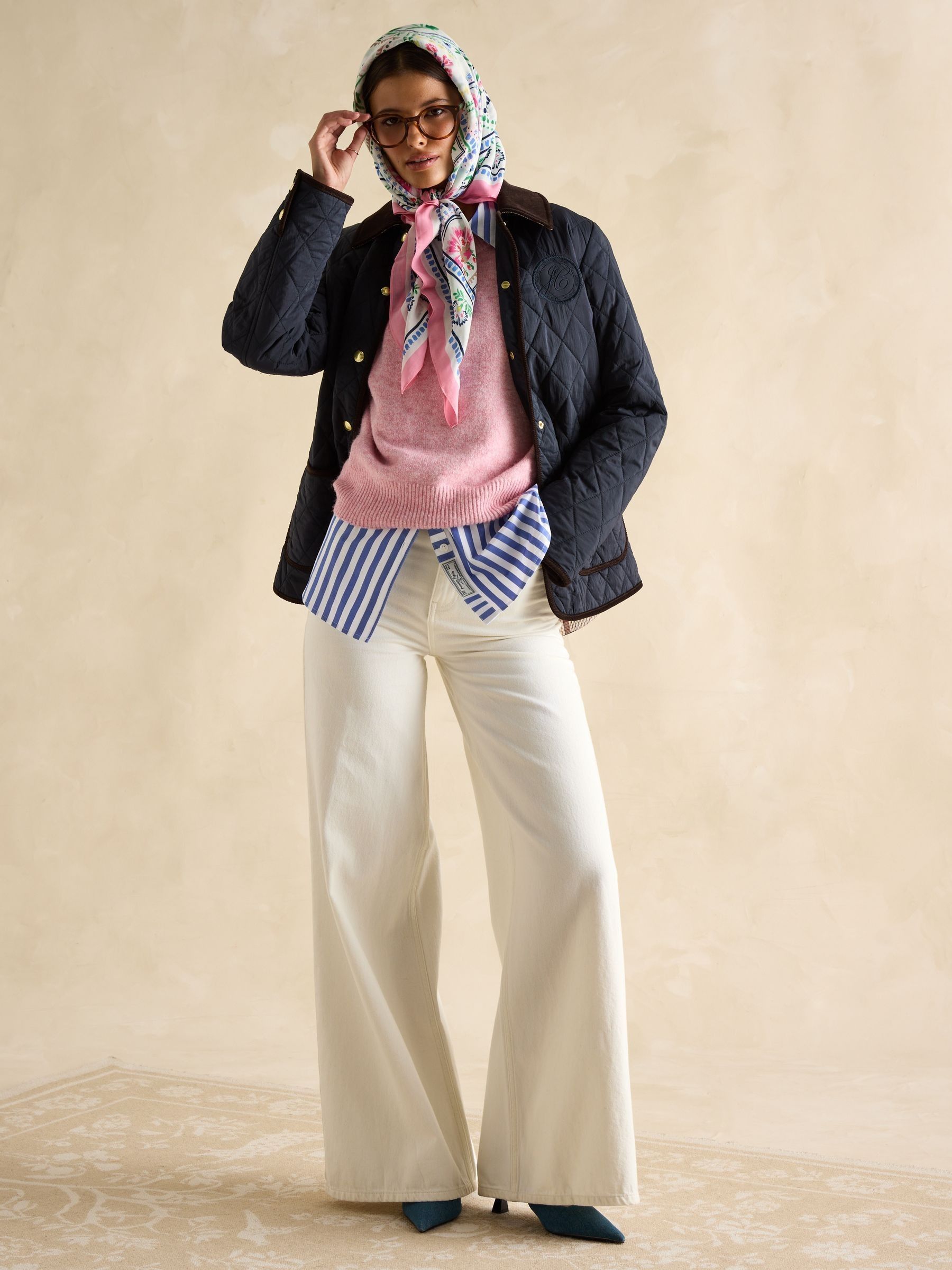 Quinn Navy Showerproof Diamond Quilted Coat - Image 3 of 9
