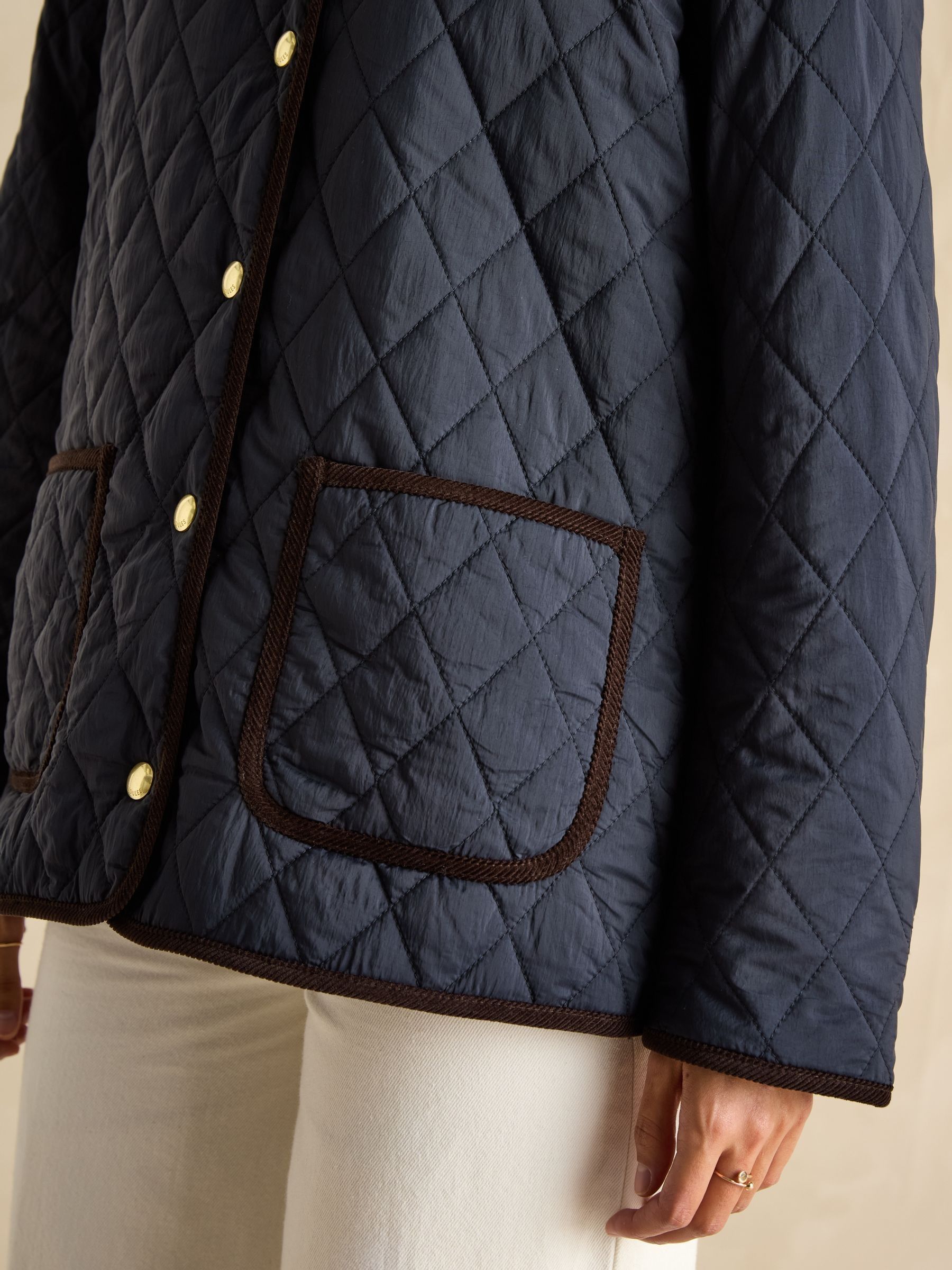Quinn Navy Showerproof Diamond Quilted Coat - Image 5 of 9
