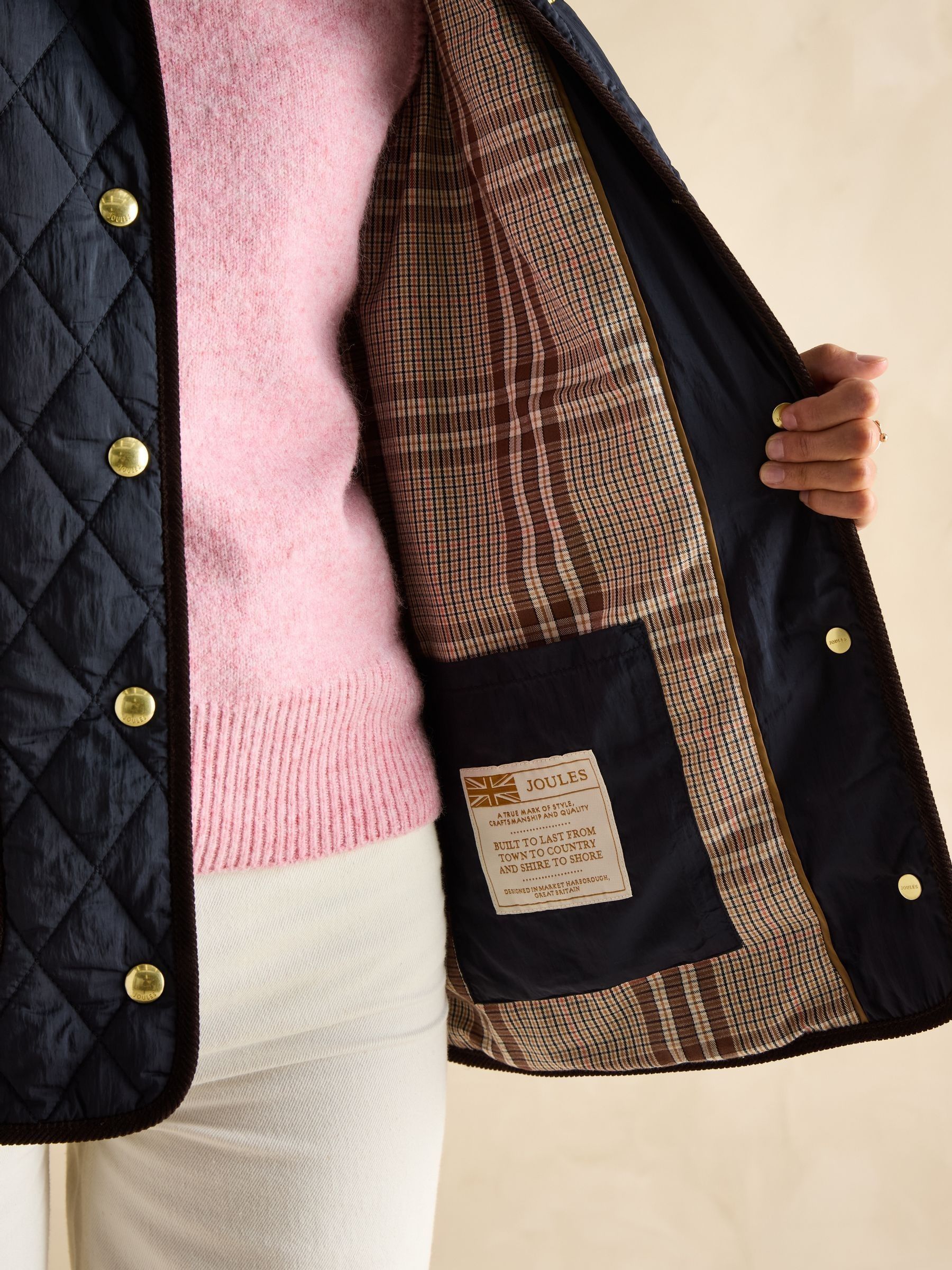 Quinn Navy Showerproof Diamond Quilted Coat - Image 8 of 9