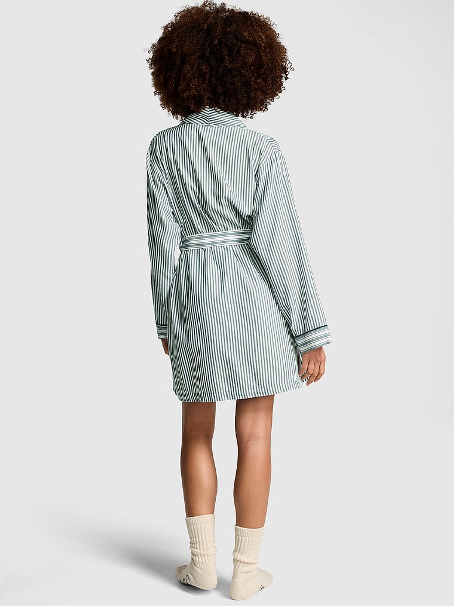 Deep Forest Green Flannel Robe - Image 2 of 3
