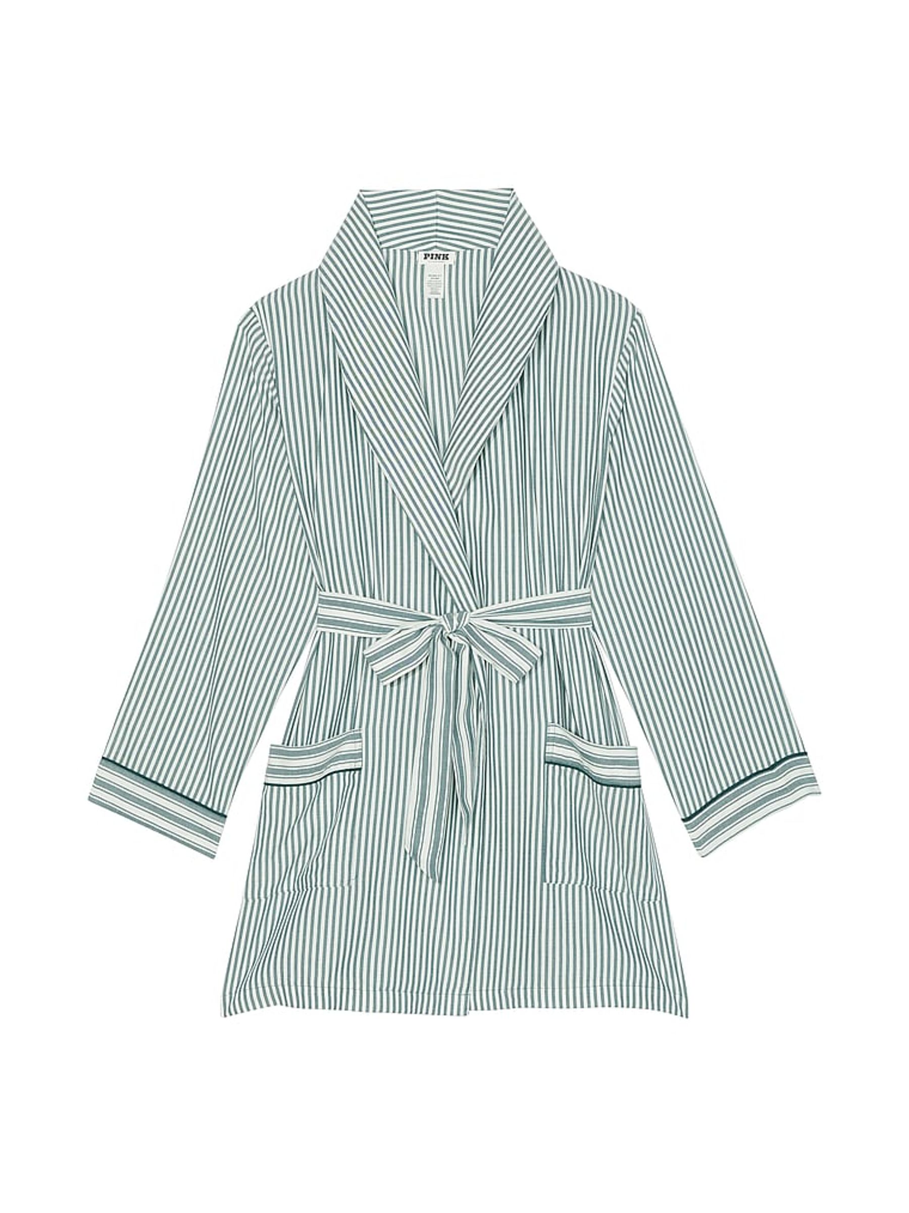 Deep Forest Green Flannel Robe - Image 3 of 3